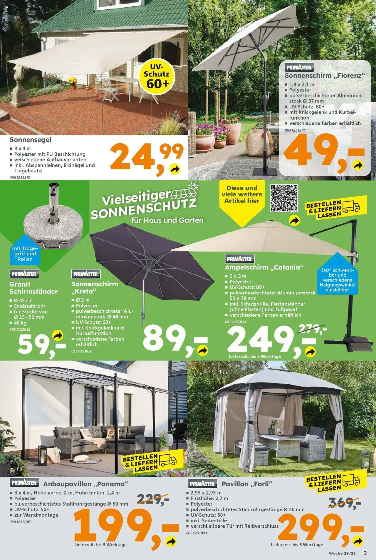 Globus Baumarkt prospekt Sankt Wendel	 – gültig ab 13.07.2025 | Seite: 3 | Produkte: Schirmständer, Sonnenschirm