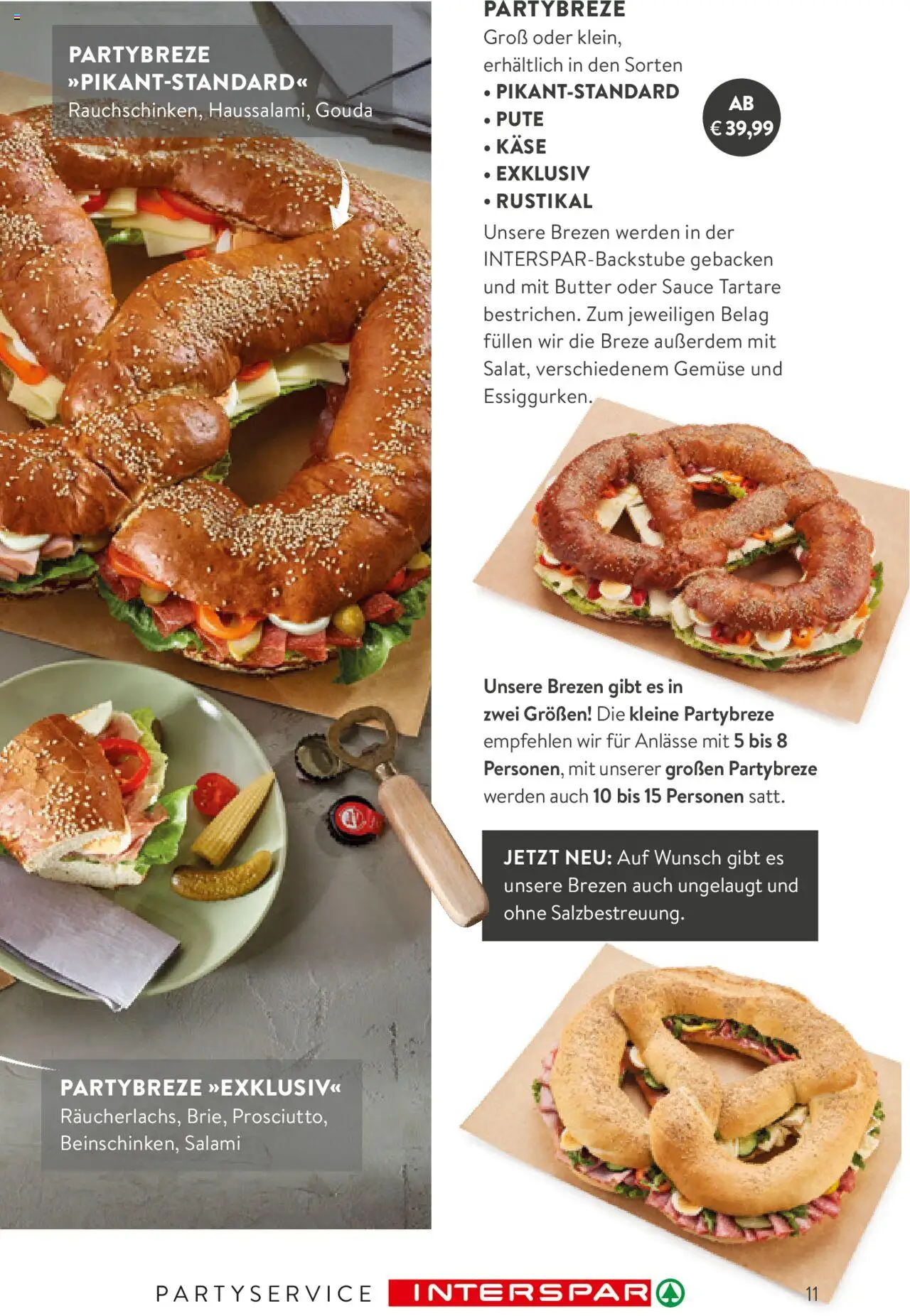 Interspar Ihre Party Unser Service gültig ab 14.10.2024 | Seite: 11 | Produkte: Gemüse, Butter, Käse, Salami