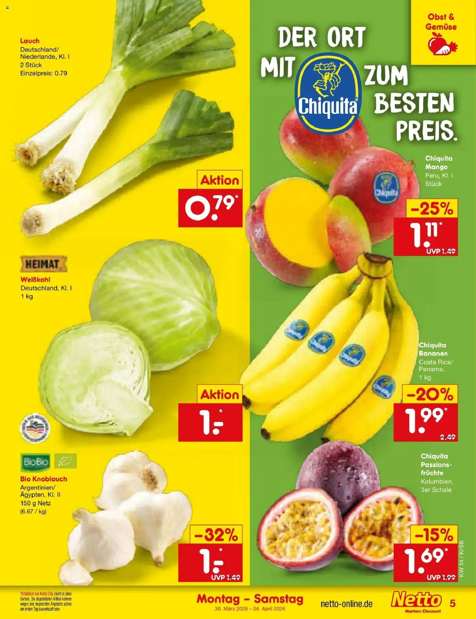 Netto Marken-Discount Prospekt Jüchen	 – gültig ab 29.03.2026 | Seite: 5 | Produkte: Bad, Gemüse, Obst, Mango