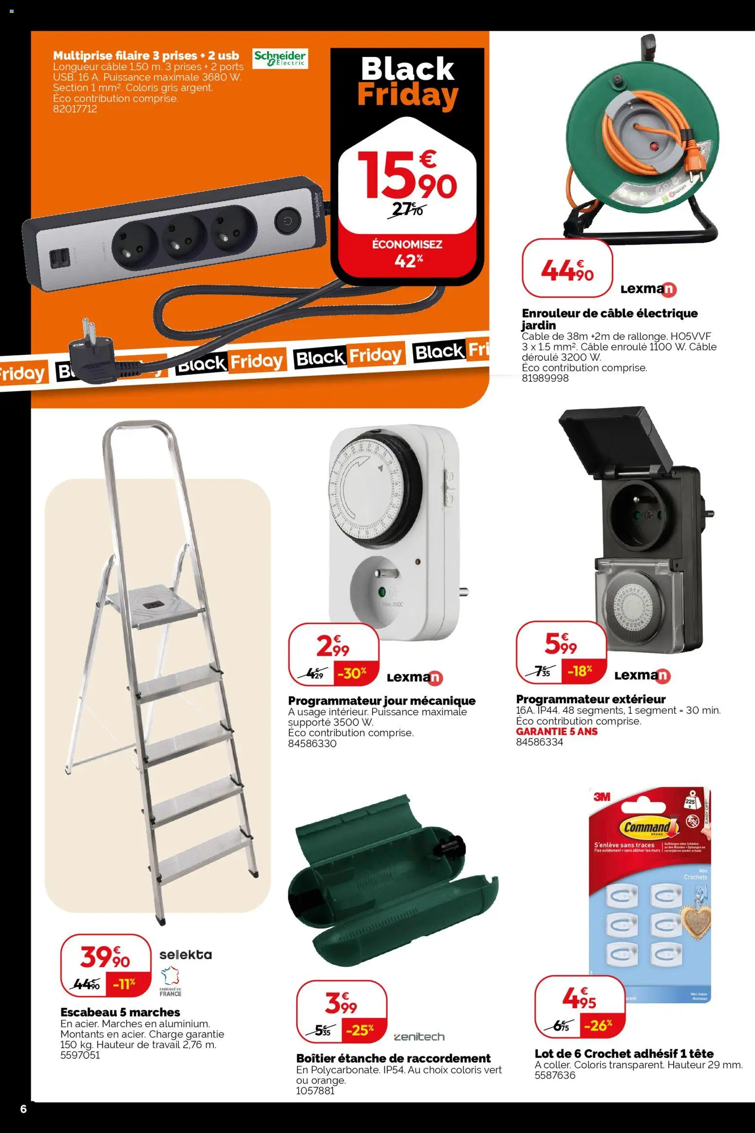 {H1} | Page: 6 | Produits: Orange, USB, Prises, Escabeau