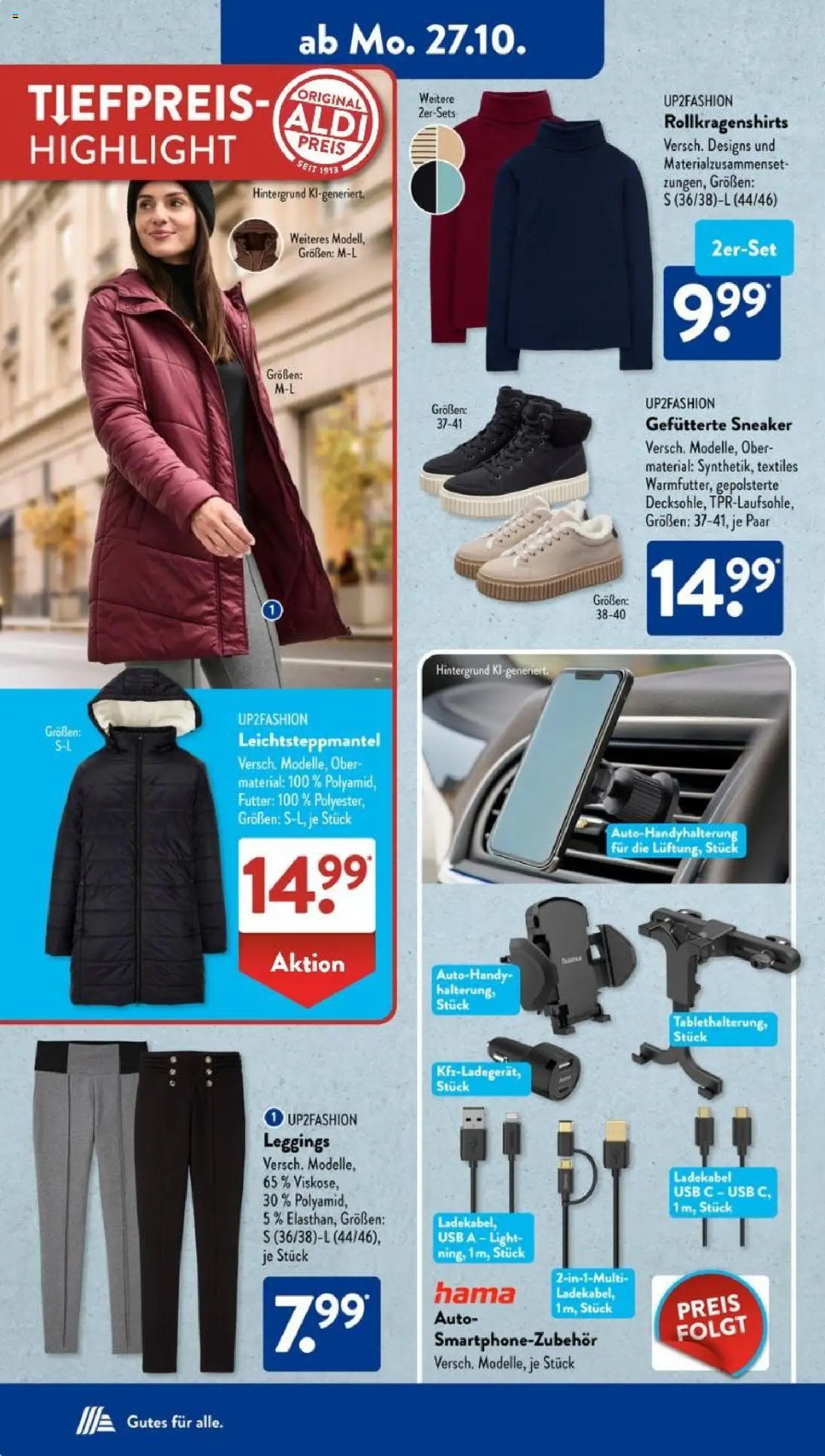 Aldi Süd Prospekt 	 – gültig ab 27.10.2025 | Seite: 4 | Produkte: USB, Up2fashion, Ladekabel, Leggings