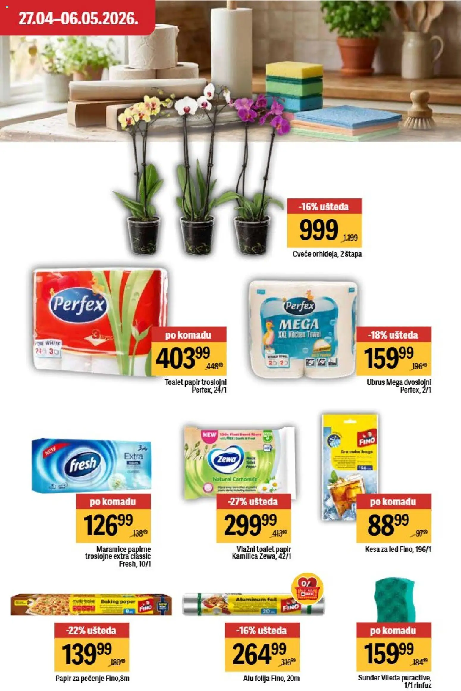 Maxi katalog - važi od 27.04.2026 | Strana: 39 | Proizvode: Toalet papir, Papir za pečenje, Ubrus, Vileda