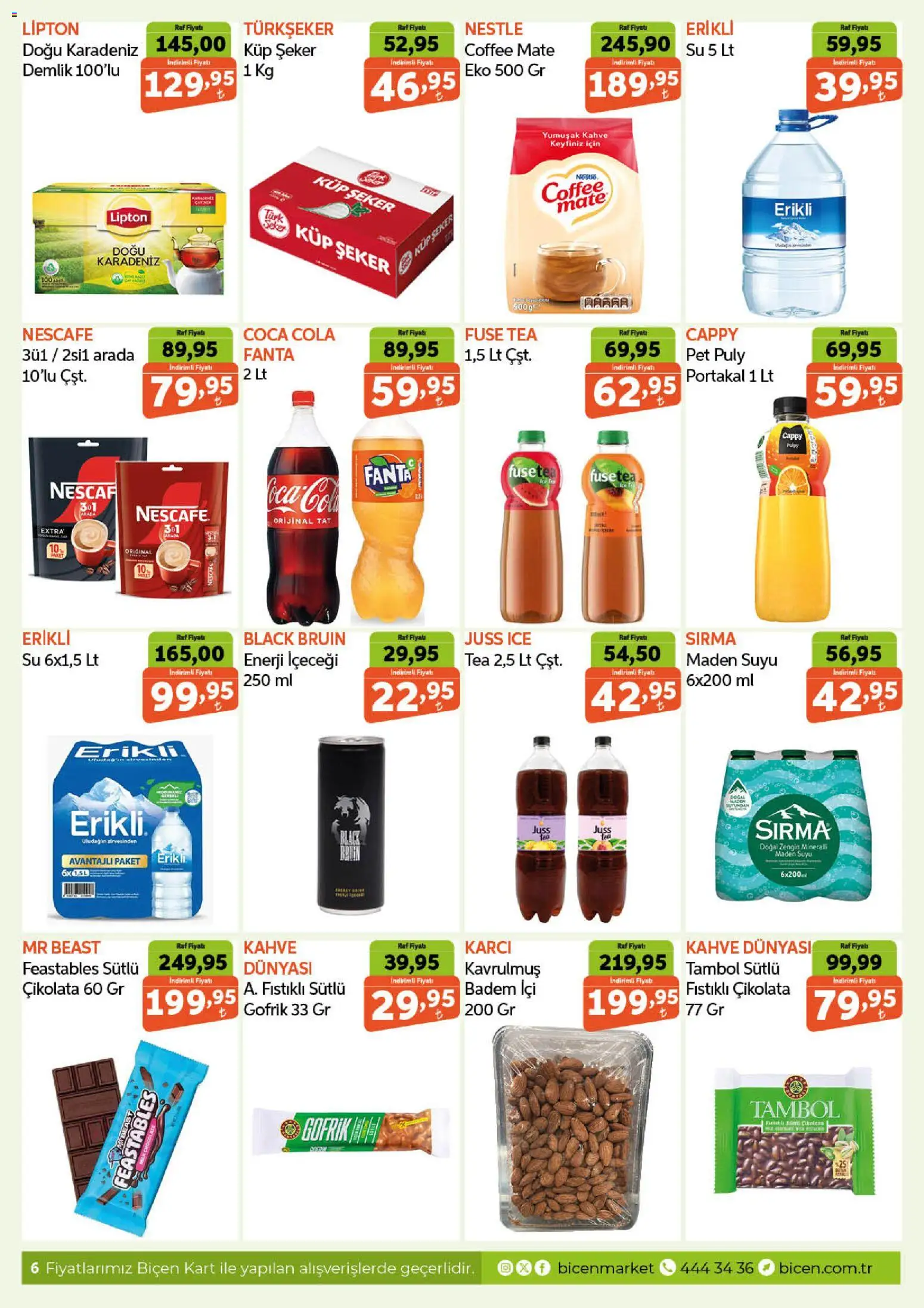 Biçen Market Katalog - 21.01.2026 tarihinden itibaren geçerlidir | Sayfa: 6 | Ürünler: Badem, Enerji içeceği, Maden suyu, Ice tea