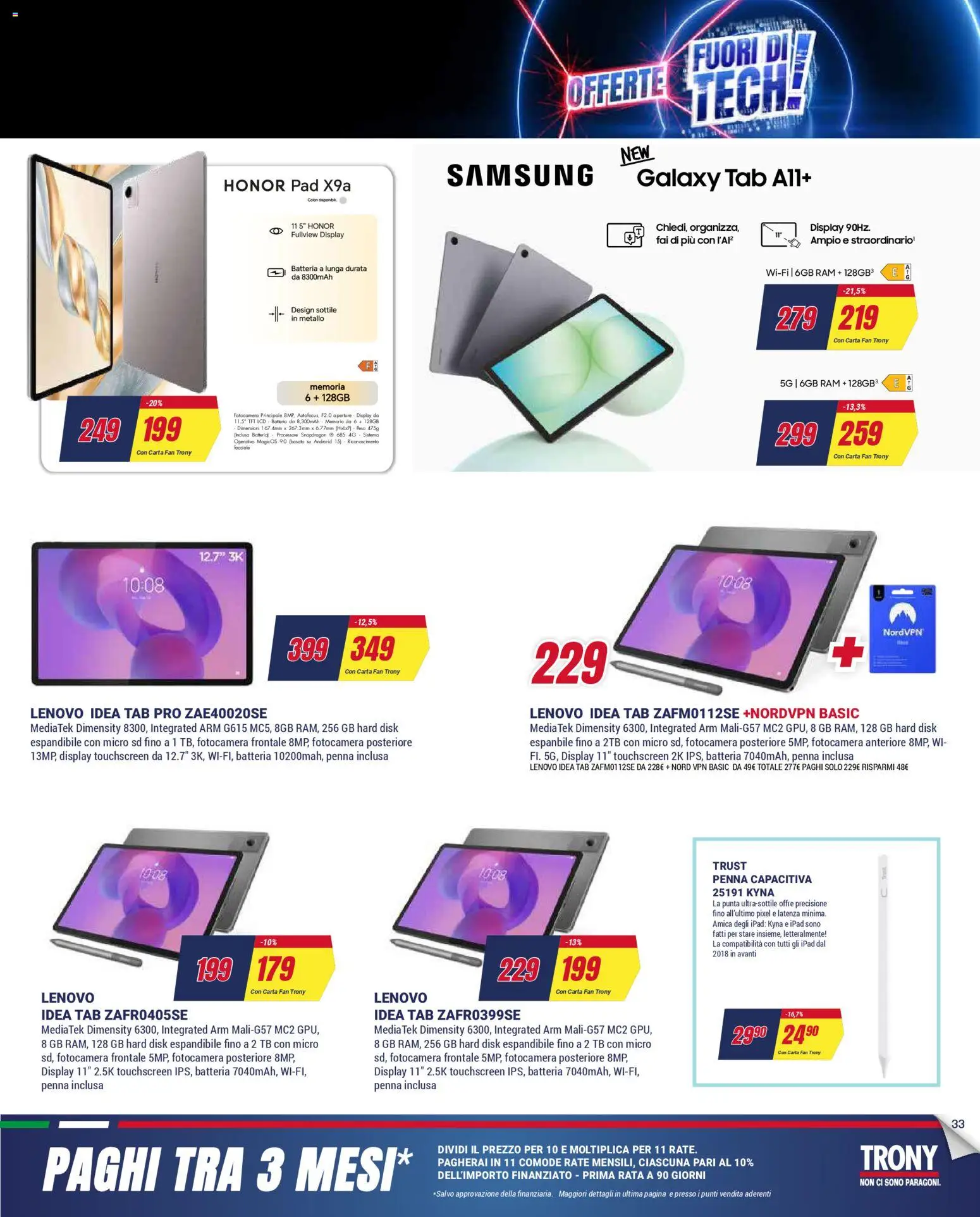 Volantino Trony del 28.04.2026 | Pagina: 33 | Prodotti: Fotocamera, Fan, Ipad, Samsung