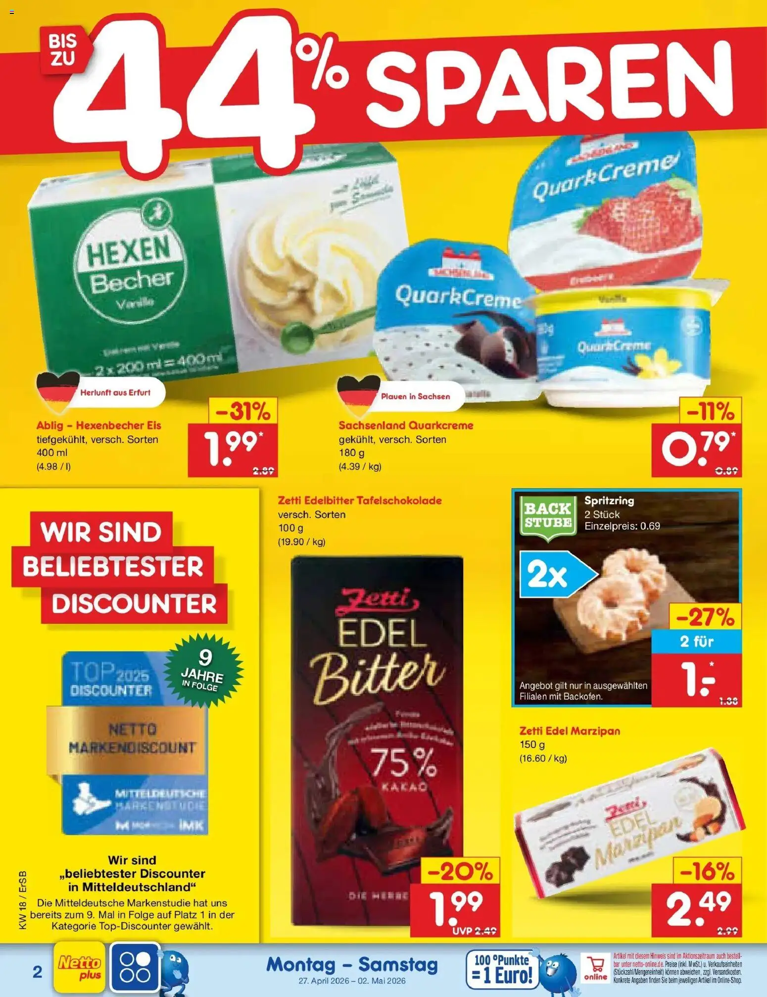 Netto Marken-Discount Prospekt Nordhausen	 – gültig ab 27.04.2026 | Seite: 34 | Produkte: Top, Eis