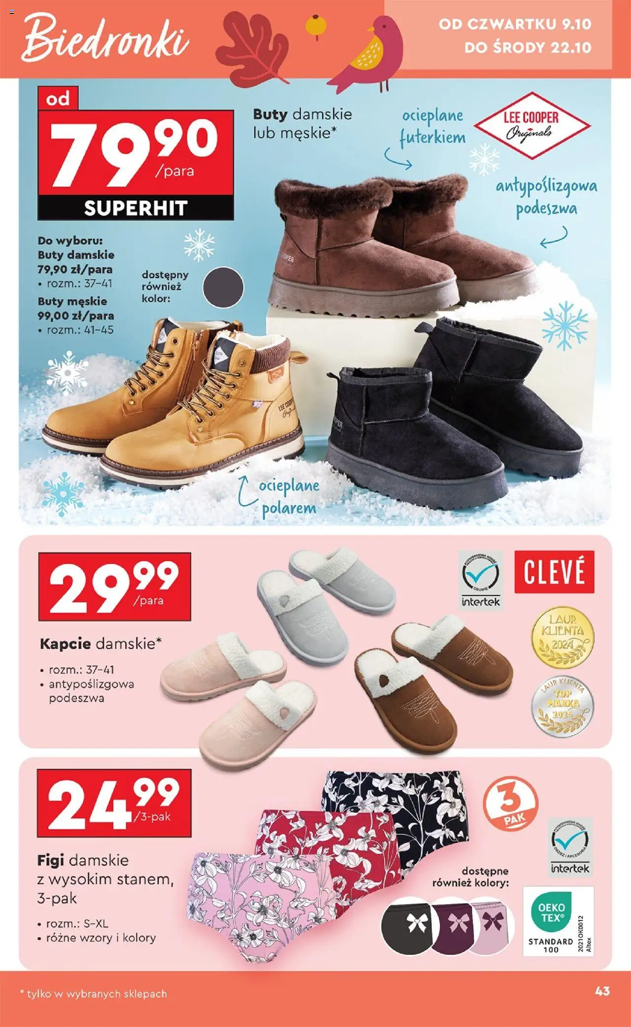 Biedronka gazetka - Hity i inspiracje od 06.10.2025 | Strona: 43 | Produkty: Buty, Kapcie, Buty męskie