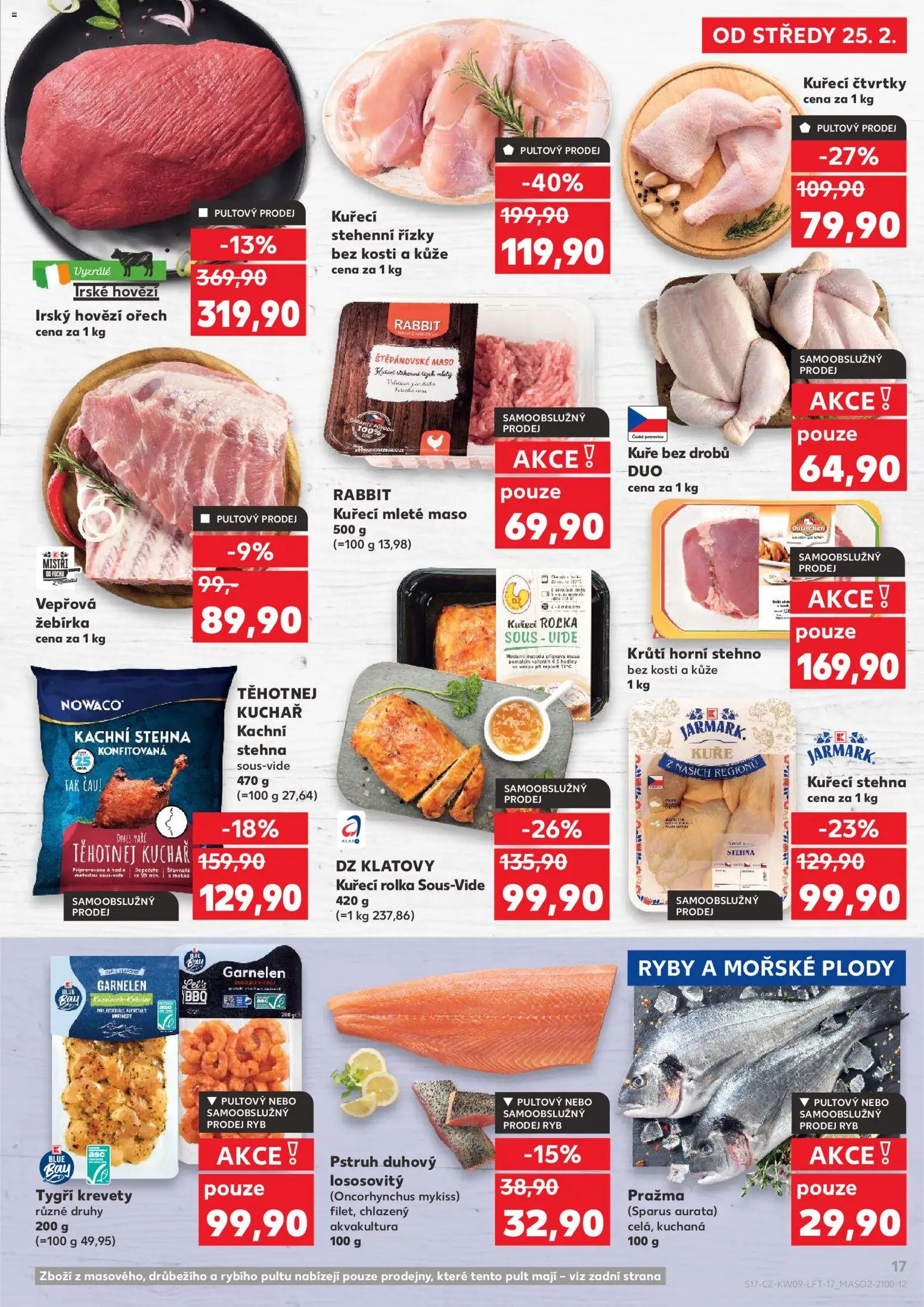 Kaufland leták - Plzeň Bory od 25.02.2026 | Strana: 17 | Produkty: Kuřecí mleté maso, Pstruh, Kuře, Kuřecí stehna