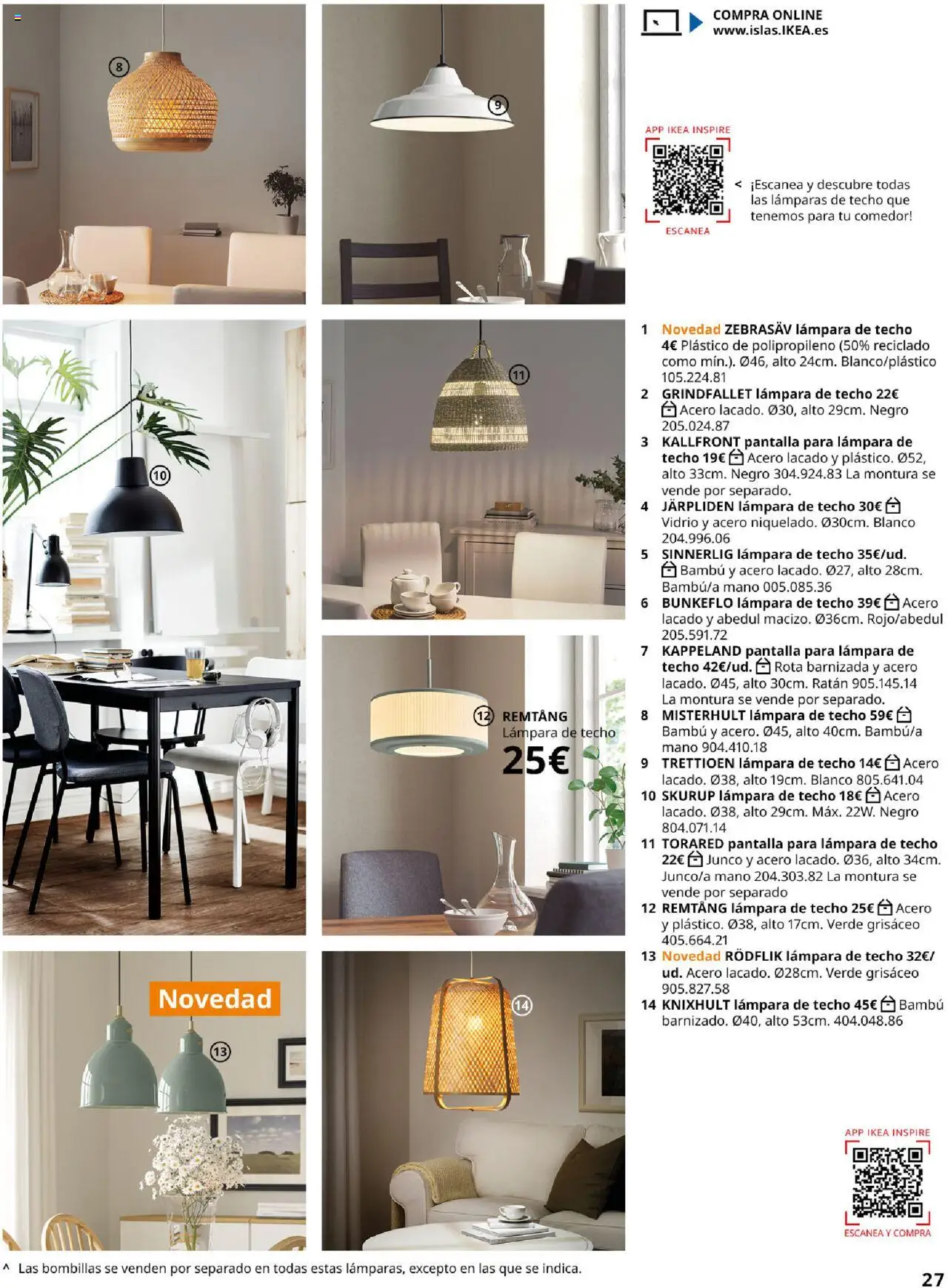 Catálogo IKEA Comedores │ válido desde el 04.02.2025 | Página: 27 | Productos: Lámpara de techo, Lámpara