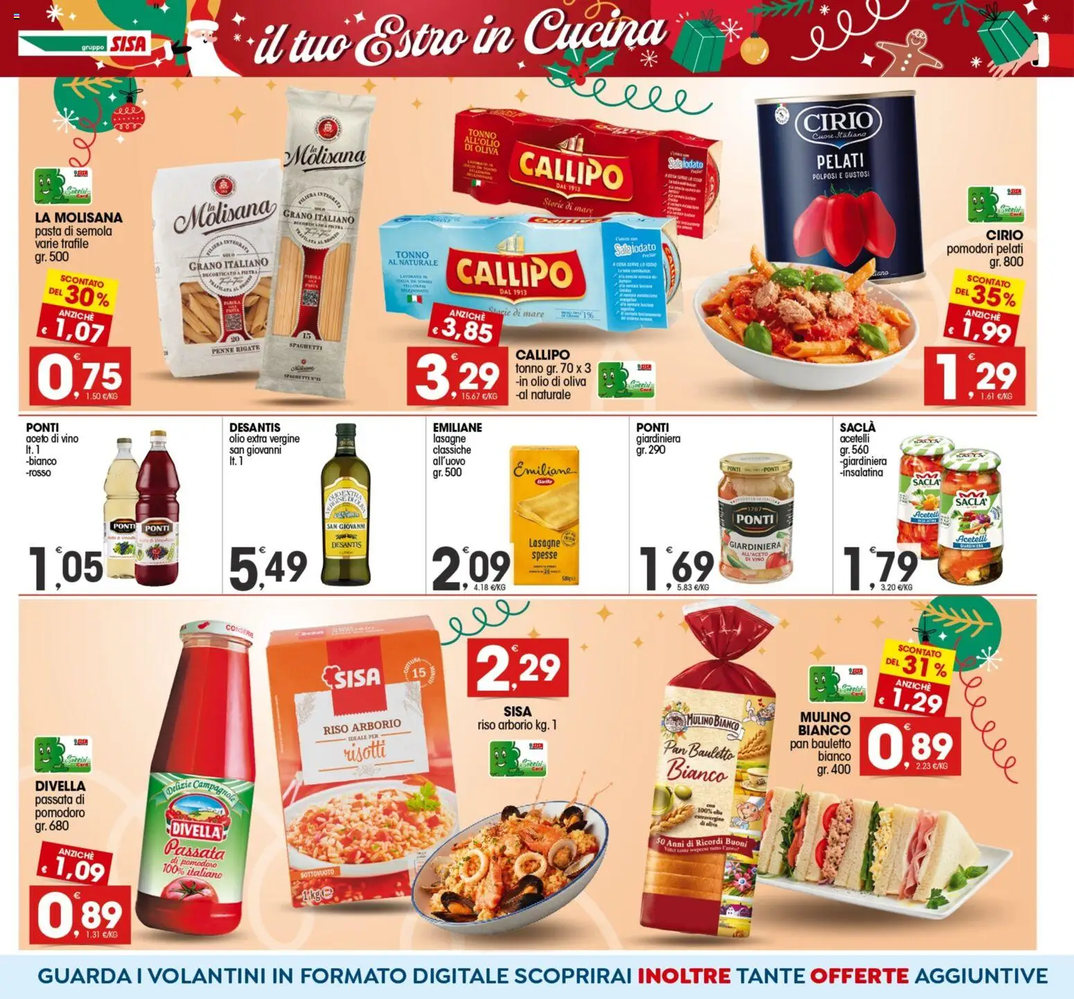 Volantino SISA del 16.12.2025 | Pagina: 10 | Prodotti: Sale, Olio, Olio extra vergine, Penne