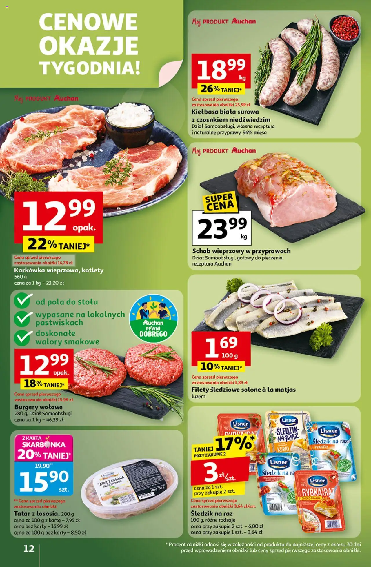 Auchan Gazetka - Wielkie przeboje cenowe Hipermarket od 16.10.2025 | Strona: 12 | Produkty: Karkówka, Schab, Schab wieprzowy, Burgery wolowe
