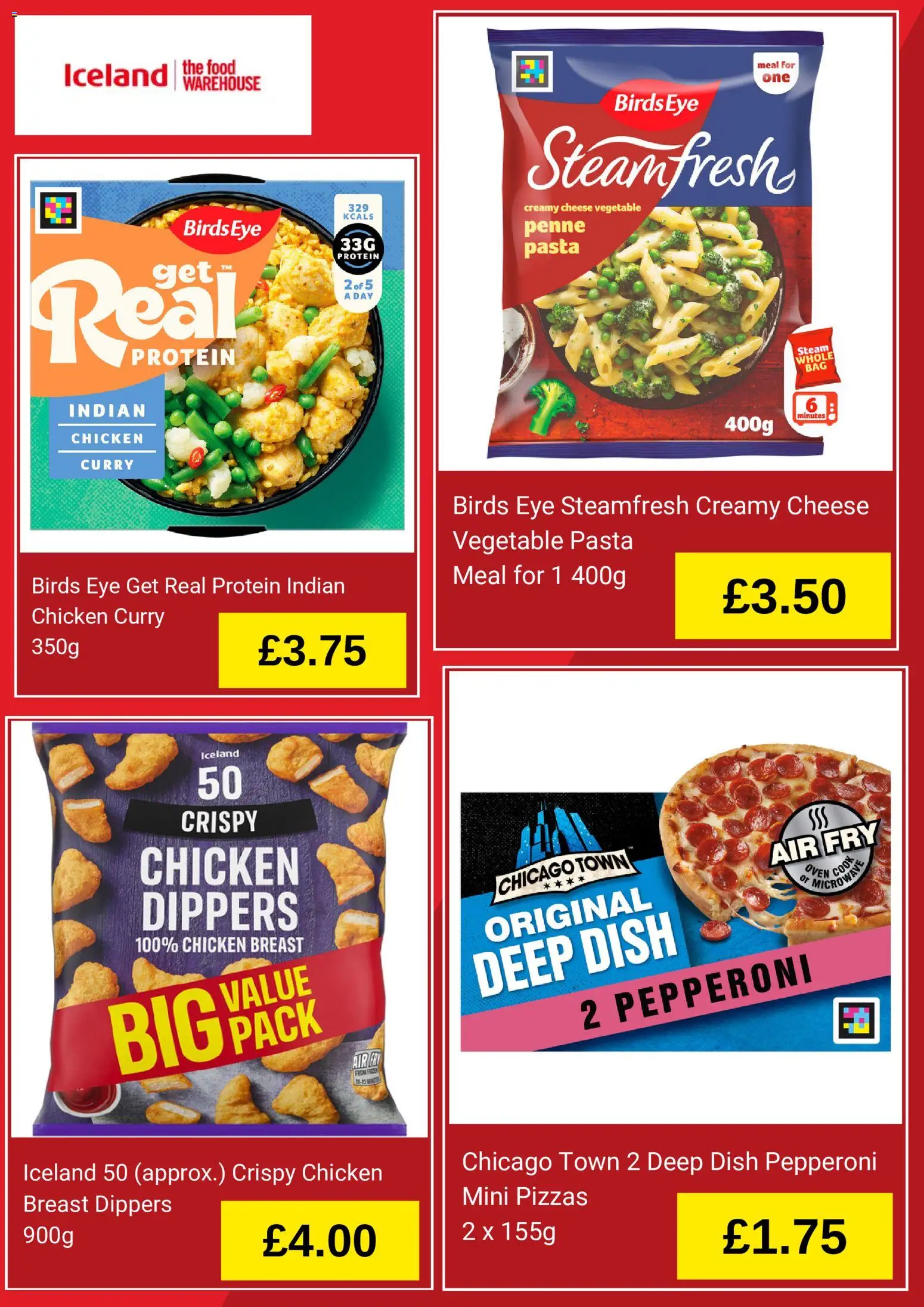 {H1} | Page: 2 | Products: Chicken breast, Cheese, Pasta, Oven