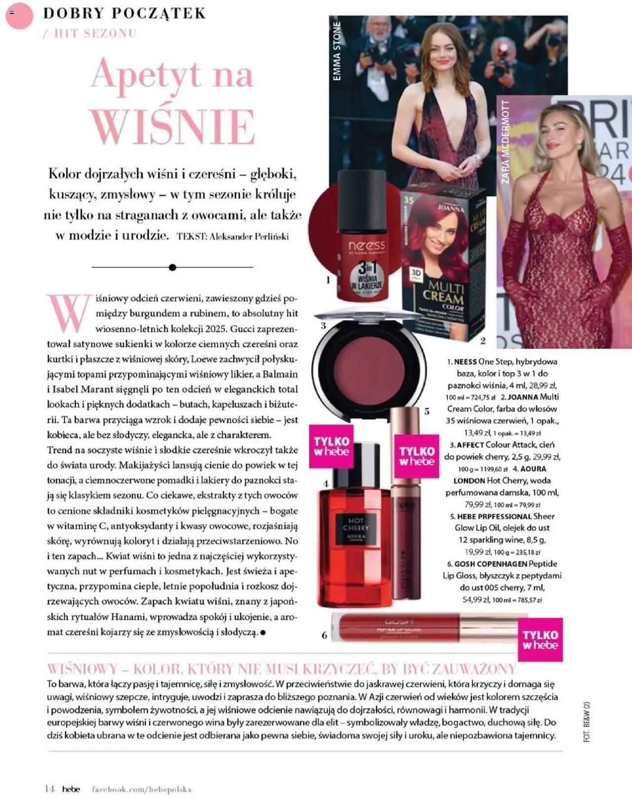 Hebe Gazetka - Magazyn od 01.07.2025 | Strona: 14 | Produkty: Farba do włosów, Wiśnie, Cienie do powiek, Lakiery