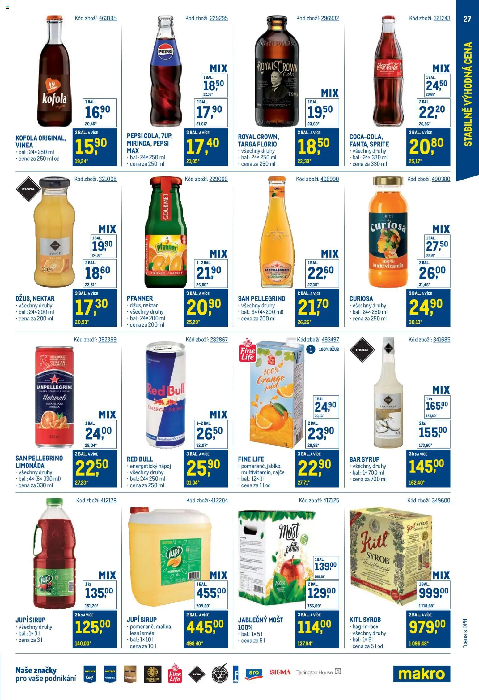 Makro leták - Stabilně výhodná cena od 28.01.2026 | Strana: 27 | Produkty: Mošt, Coca cola, Jupí, Energy drink