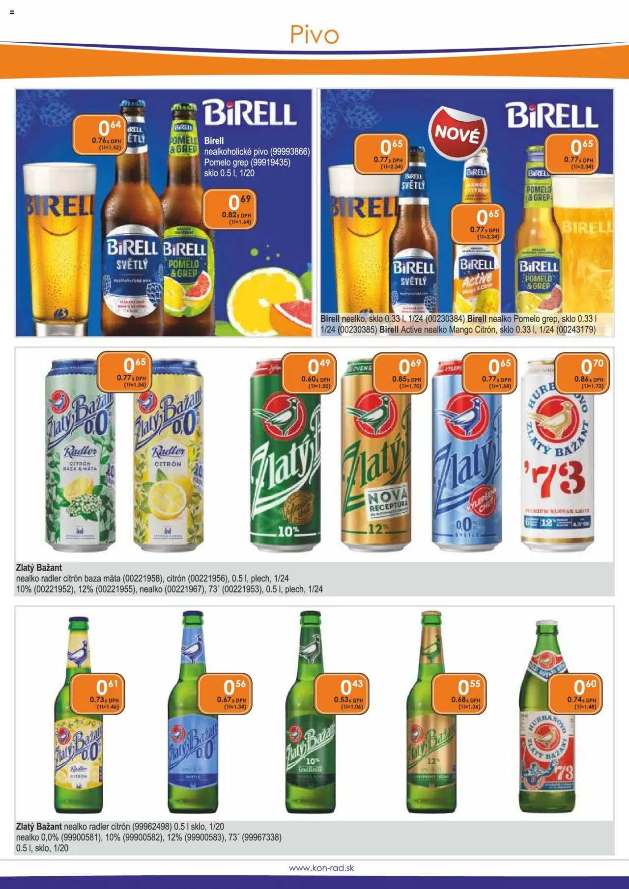 KON - RAD leták │ platný od 01.08.2025 | Strana: 18 | Produkty: Pivo, Birell, Zlatý Bažant, Pomelo