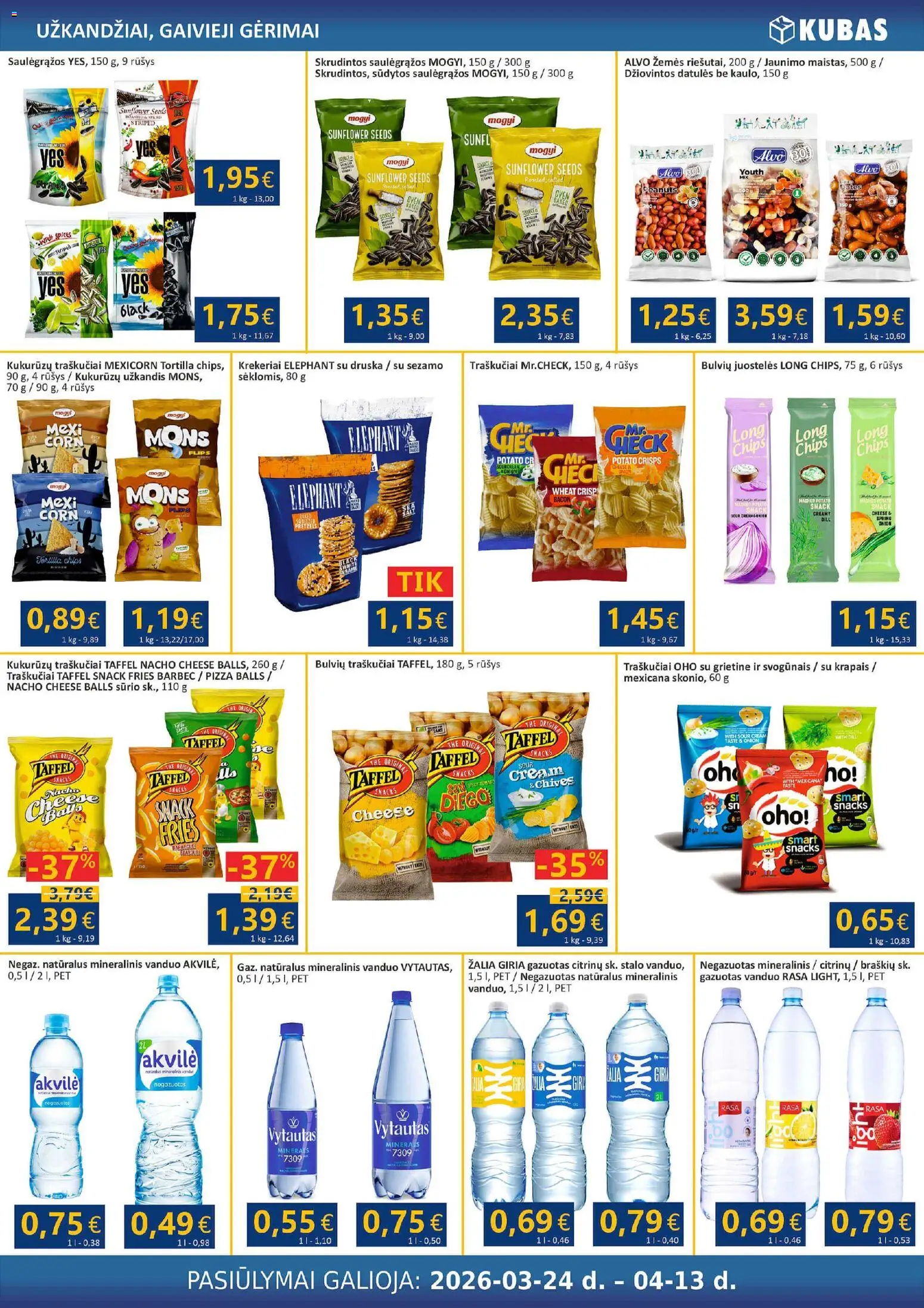 Kubas akcijos nuo 24.03.2026 | Puslapis: 13 | Prekių: Druska, Grietinė, Traškučiai, Mineralinis vanduo