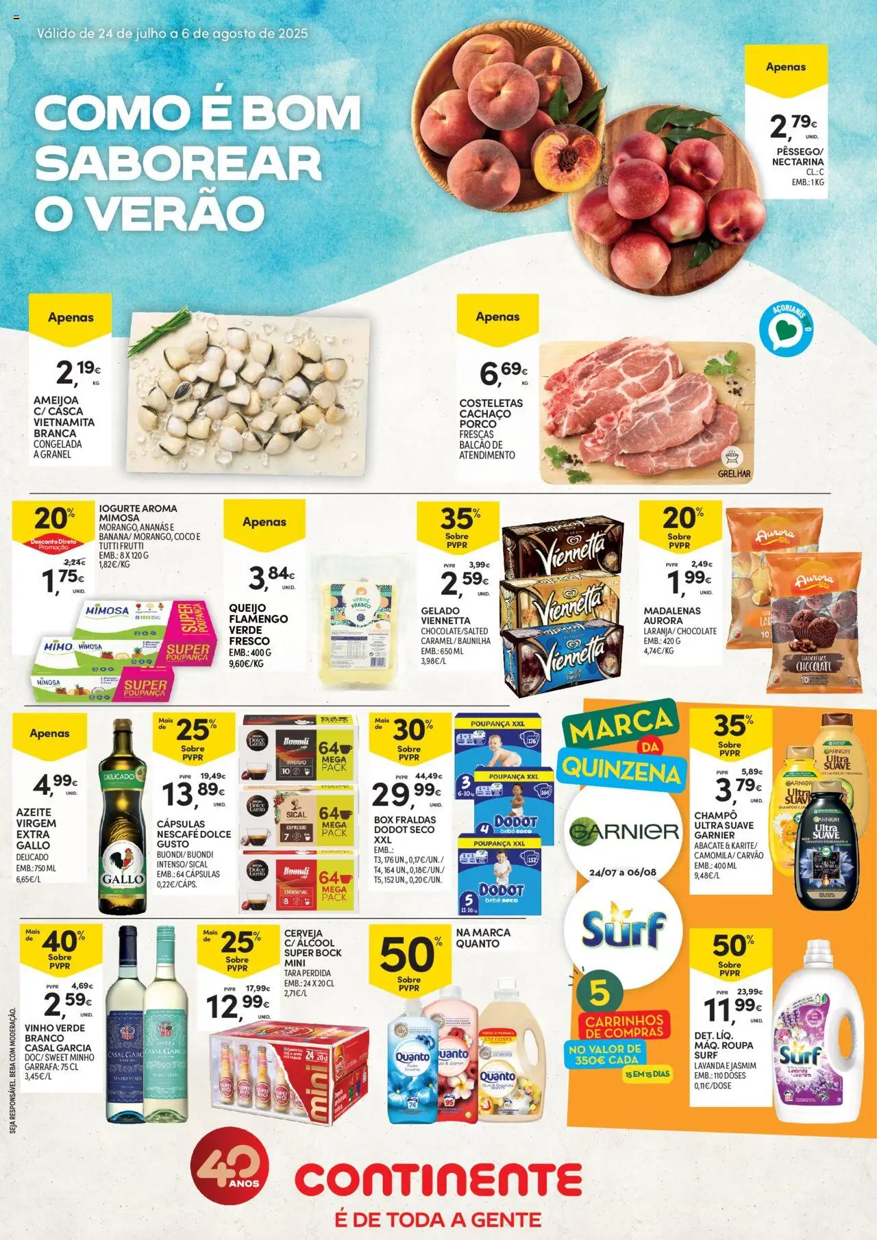Continente - Açores  │ válido de 24.07.2025 | Página: 1 | Produtos: Azeite, Super bock, Shampoo, Iogurte