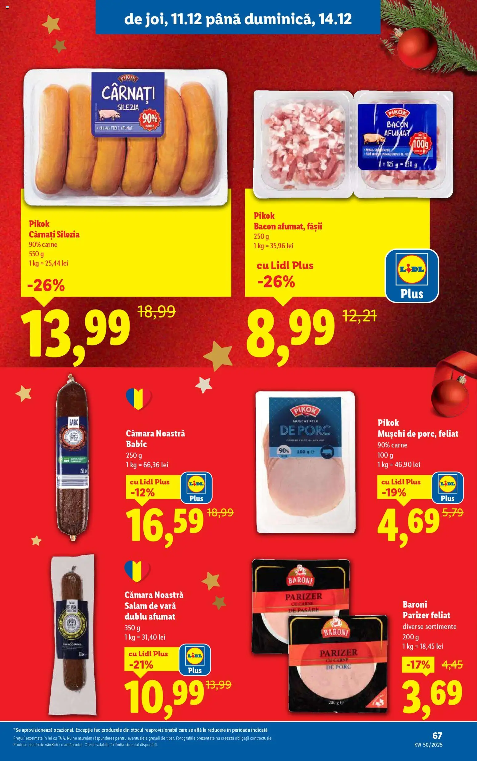 Noul catalog Lidl – valabil de la 08.12.2025 | Pagină: 67 | Produse: Bacon, Salam, Parizer, Cârnați