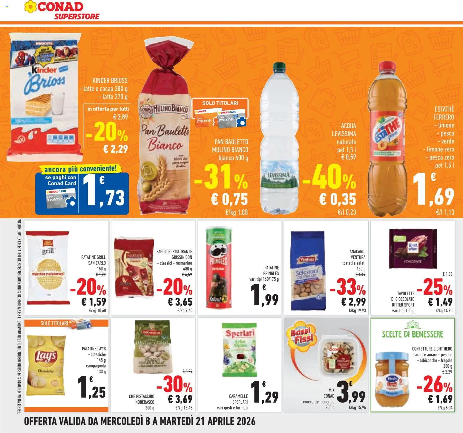 Volantino Conad del 08.04.2026 | Pagina: 24 | Prodotti: Rosmarino, Pesca, Anacardi, Cacao