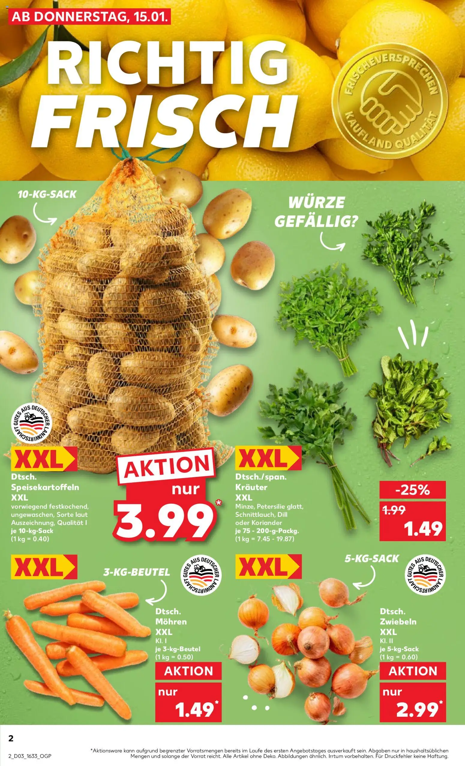 Kaufland prospekt Stuttgart	 – gültig ab 15.01.2026 | Seite: 2 | Produkte: Mohren, Zwiebeln, Petersilie, Dill