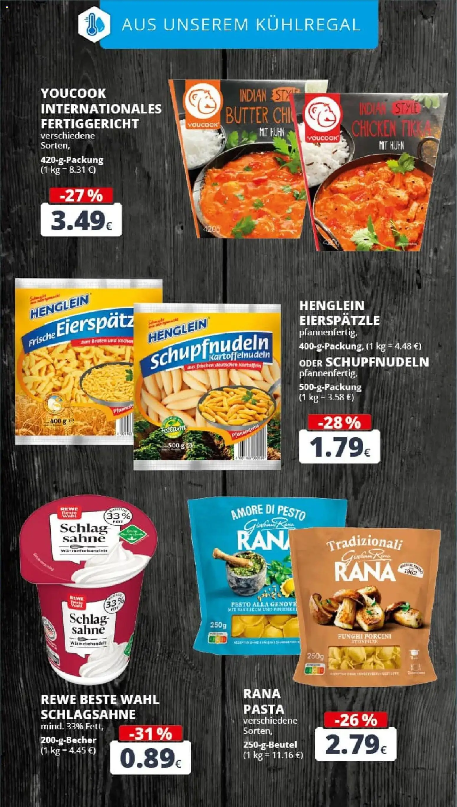 Rewe prospekt Bergheim	 – gültig ab 23.11.2025 | Seite: 18 | Produkte: Schlagsahne, Butter, Pasta, Sahne