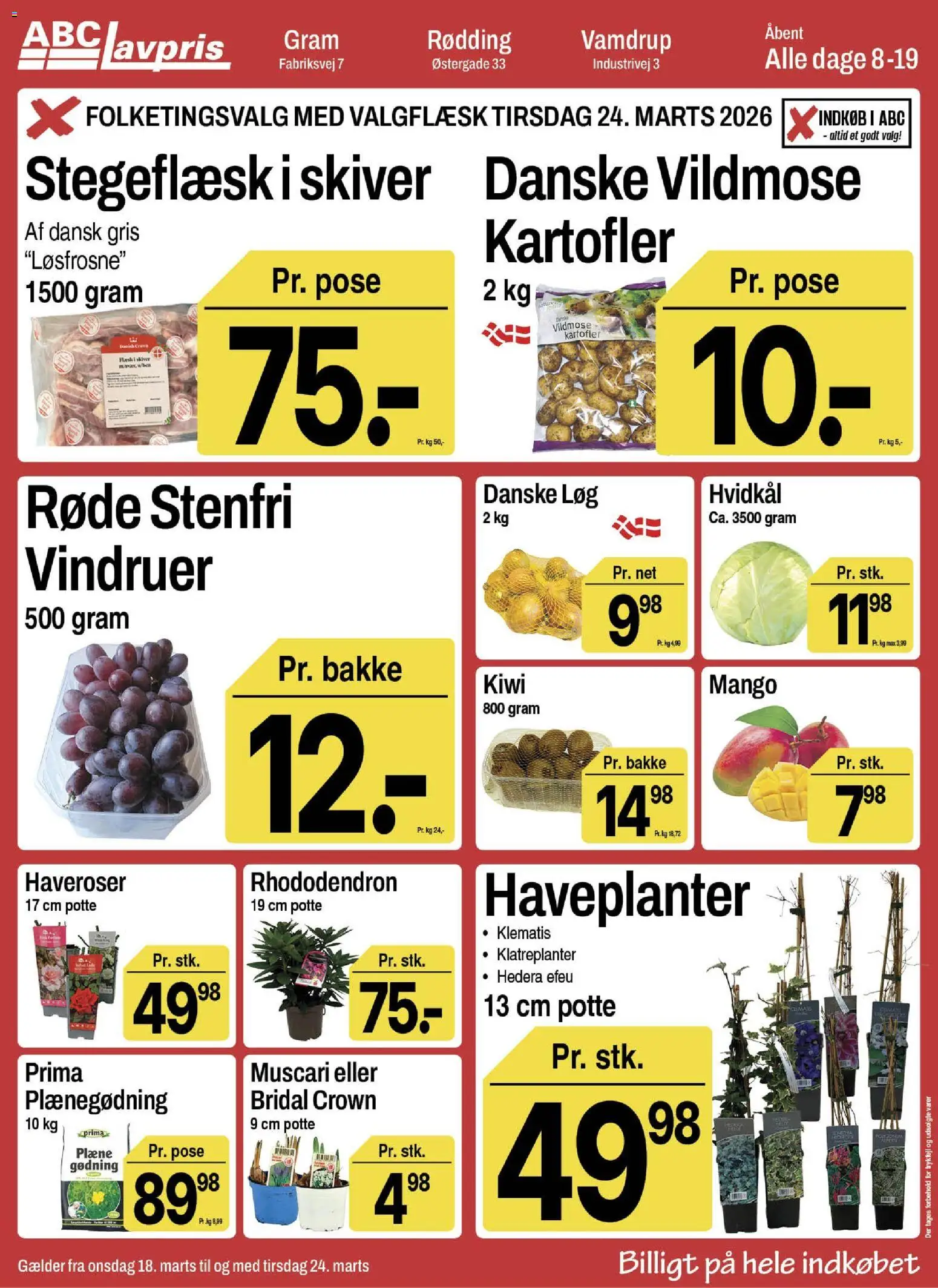 Abc Lavpris tilbudsavis – gyldig fra 18.03.2026 | Side: 3 | Produkter: Kiwi, Kartofler, Hvidkål, Vindruer