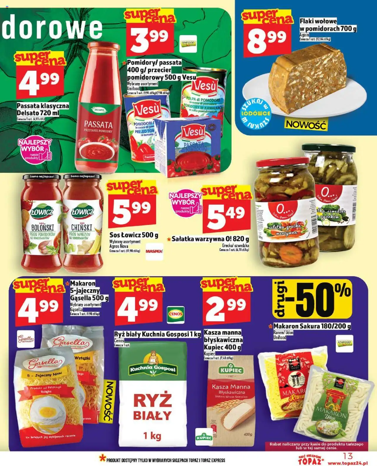 Topaz Gazetka MAZ od 02.10.2025 | Strona: 13 | Produkty: Flaki, Flaki wołowe, Sałatka, Sos