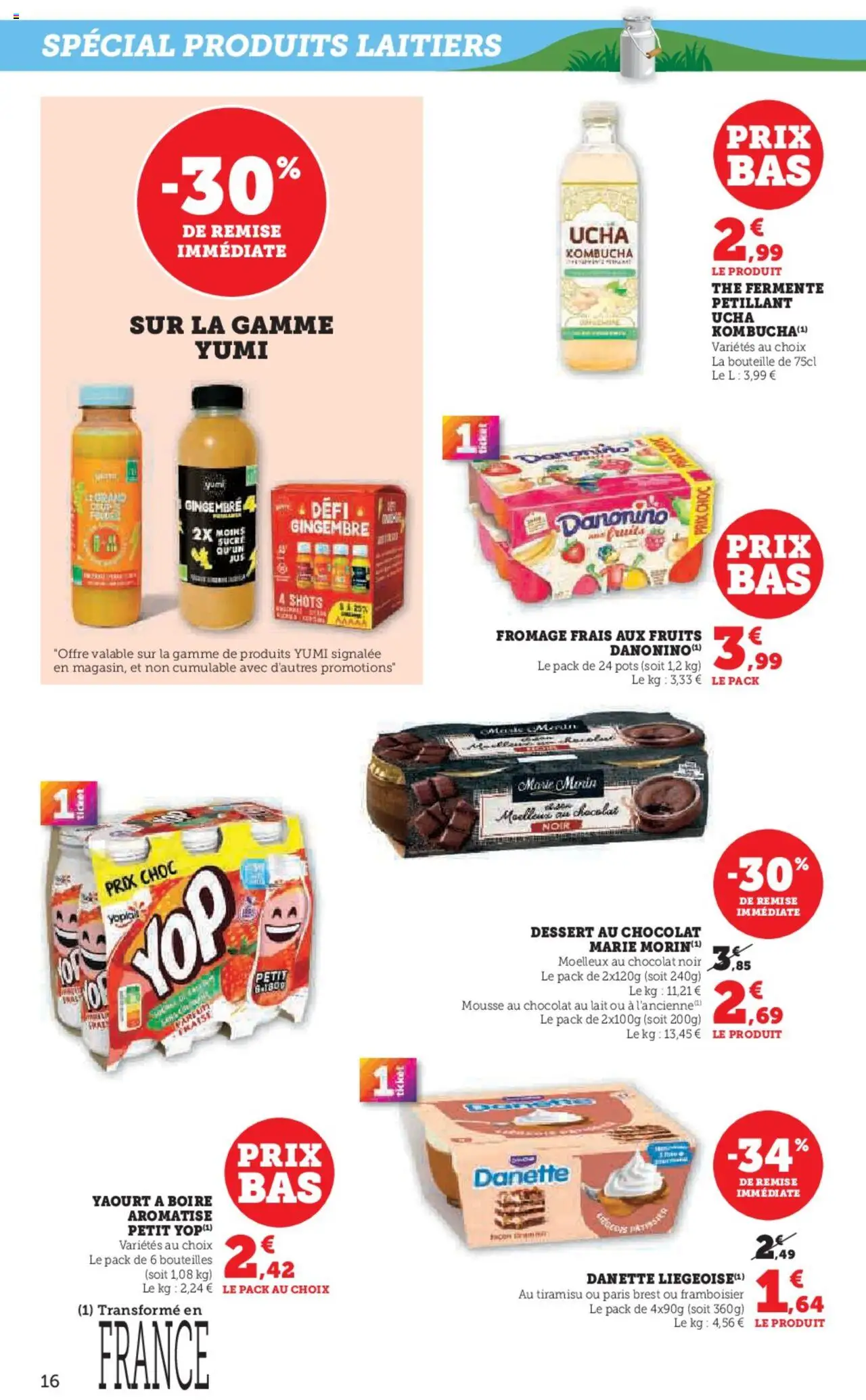  | Page: 16 | Produits: Yaourt à boire, Gingembre, Lait, Thé