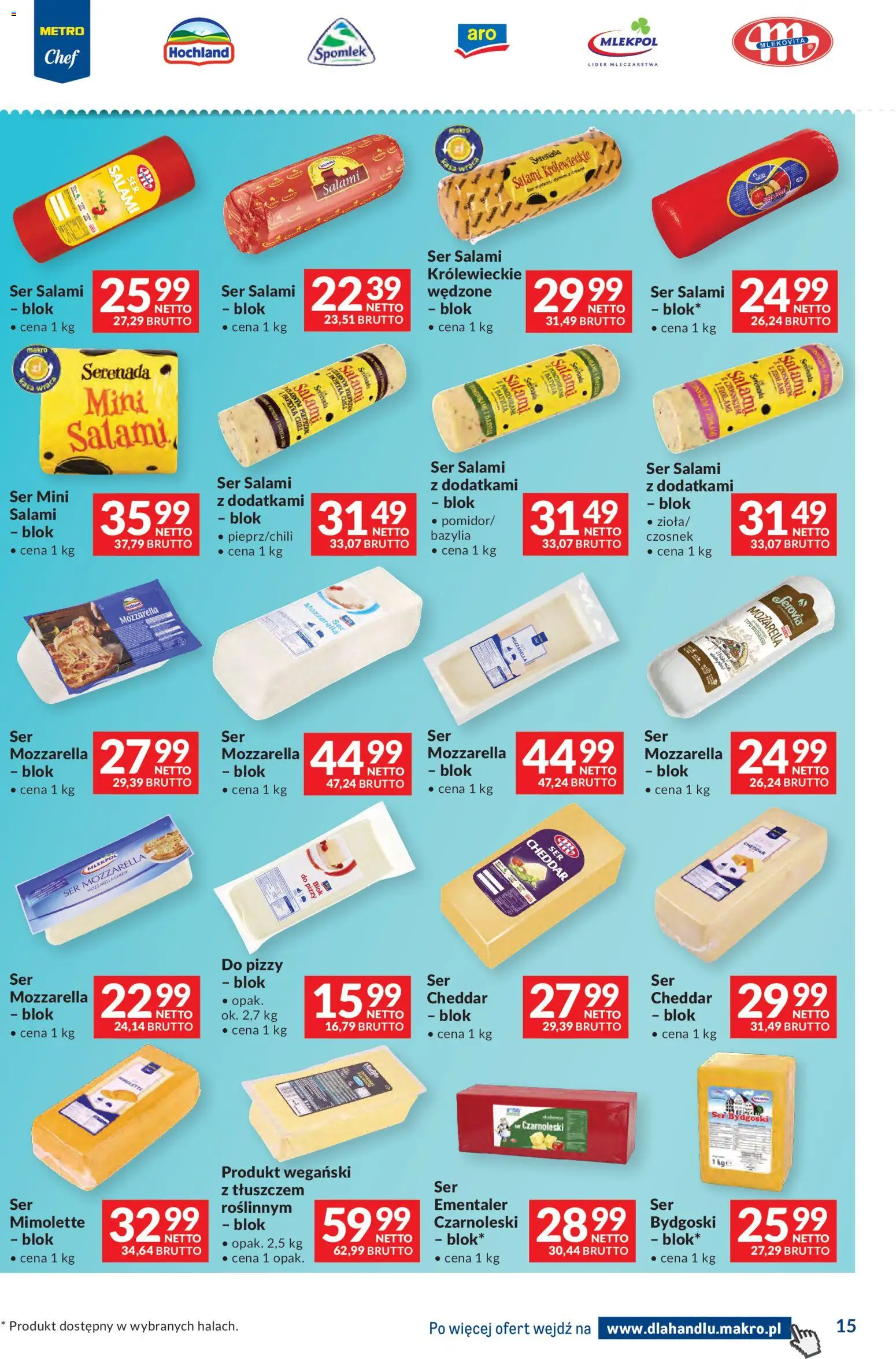 Makro Gazetka - Dystrybucja do sklepów od 09.12.2025 | Strona: 15 | Produkty: Mozzarella do pizzy, Bazylia, Ser, Mozzarella