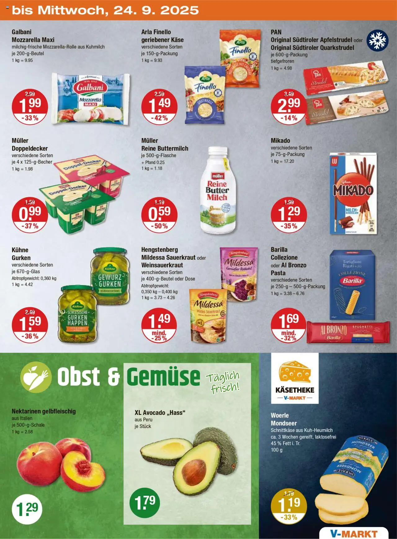 V-Markt - München – gültig ab 18.09.2025 | Seite: 27 | Produkte: Buttermilch, Nektarinen, Gemüse, Obst