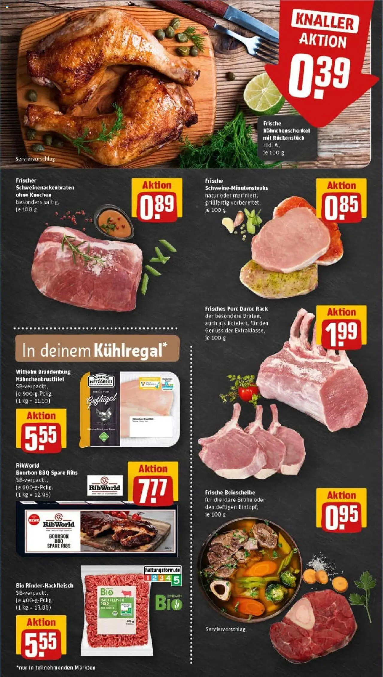 Rewe prospekt Holzwickede	 - gültig ab dem 17.08.2025 | Seite: 6 | Produkte: Hahnchenschenkel, Spare ribs, Bourbon, Hackfleisch