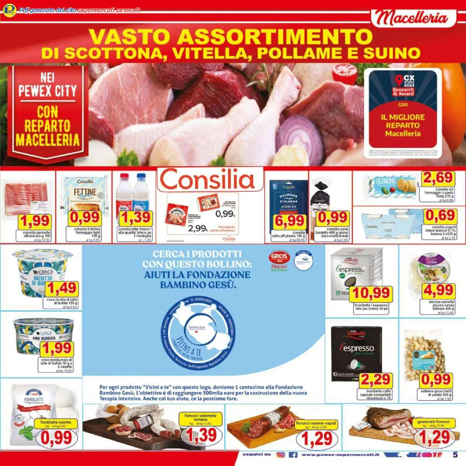 Volantino Pewex del 07.11.2025 | Pagina: 5 | Prodotti: Pane, Pancetta, Gnocchetti, Guanciale