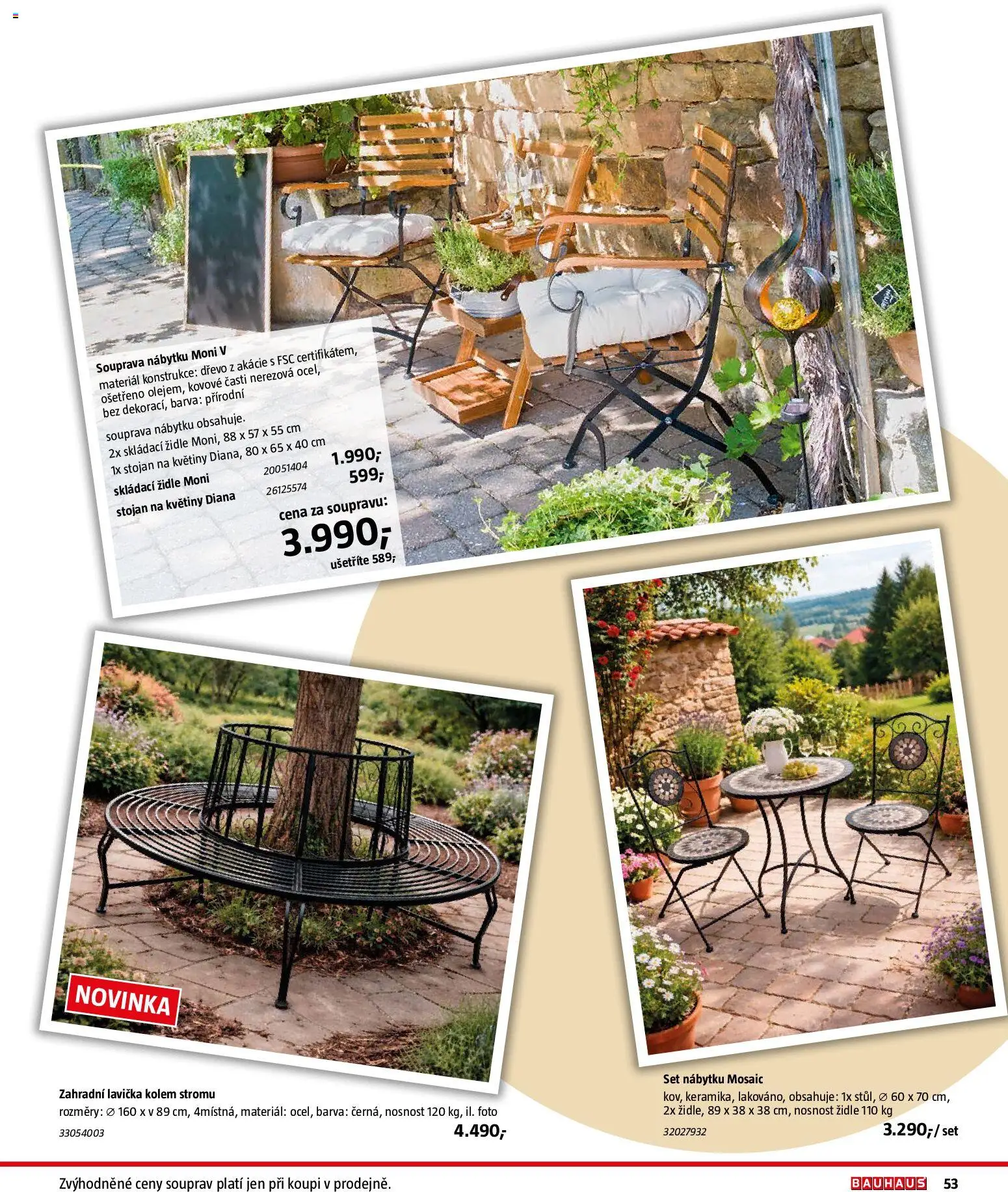 Bauhaus katalog Záhradní nábytek od 08.04.2026 | Strana: 53 | Produkty: Stojan na květiny, Květiny, Židle