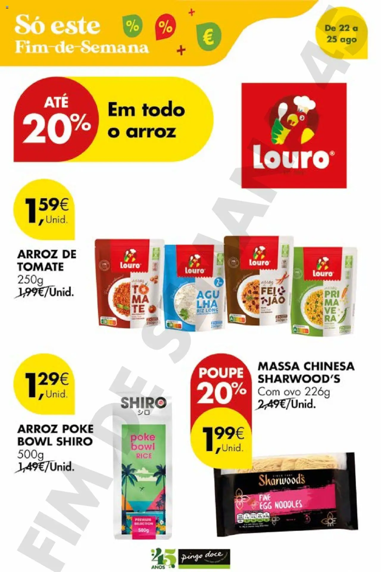 Pingo Doce Poupe este Fim de Semana │ válido de 22.08.2025 | Página: 18 | Produtos: Louro, Arroz, Tomate, Massa