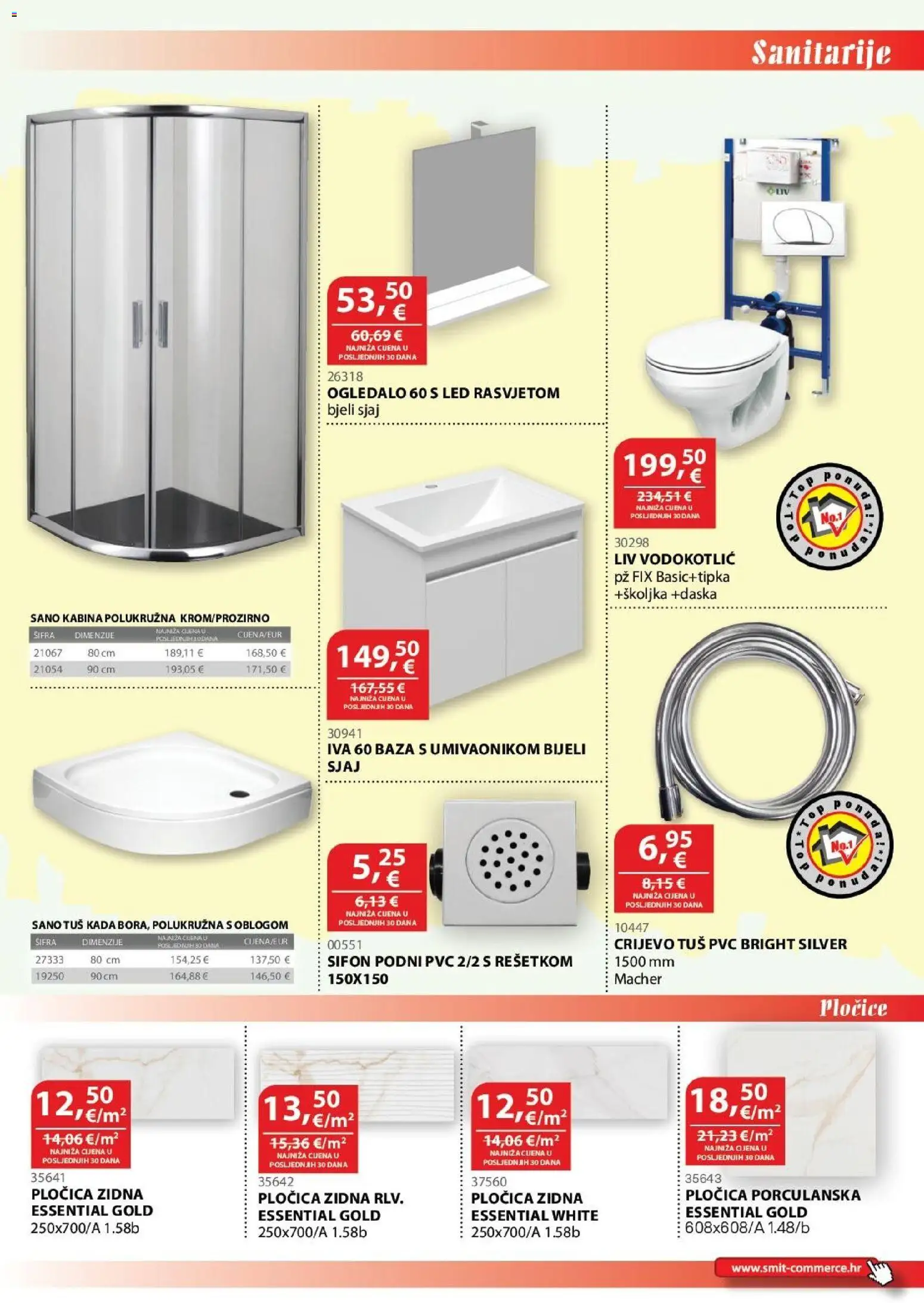 Smit Commerce katalog | vrijedi od 15.04.2026 | Stranica: 7 | Proizvodi: Tuš, Ogledalo, Pločice, Vodokotlić