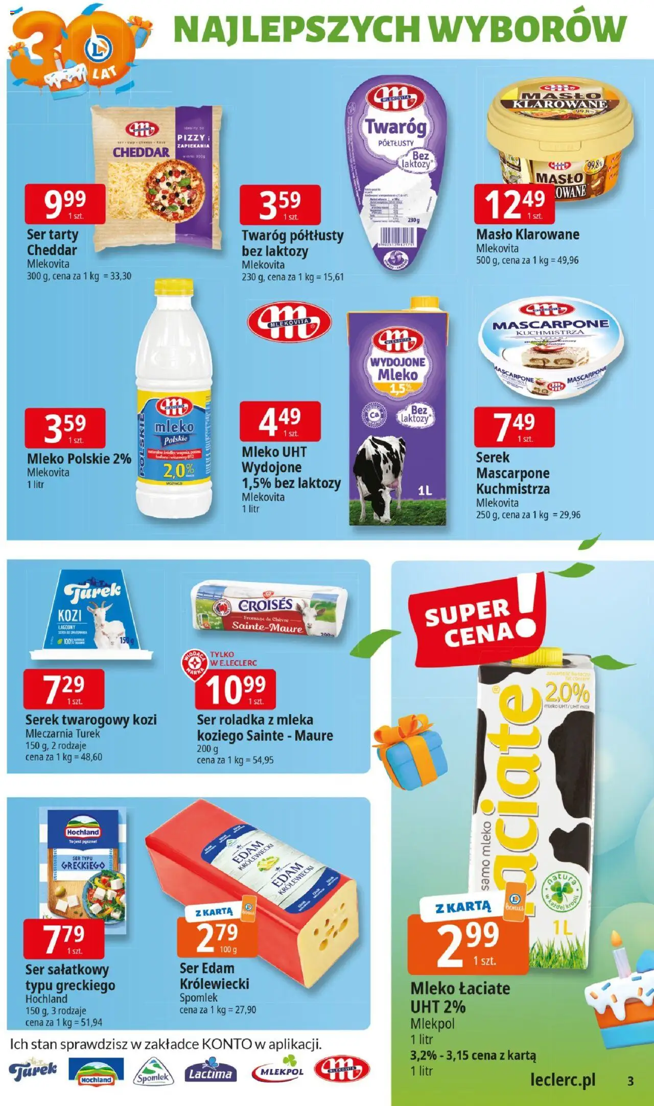 E.Leclerc Gazetka - Kłodzko od 10.06.2025 | Strona: 3 | Produkty: Masło klarowane, Mascarpone, Mleko, Masło