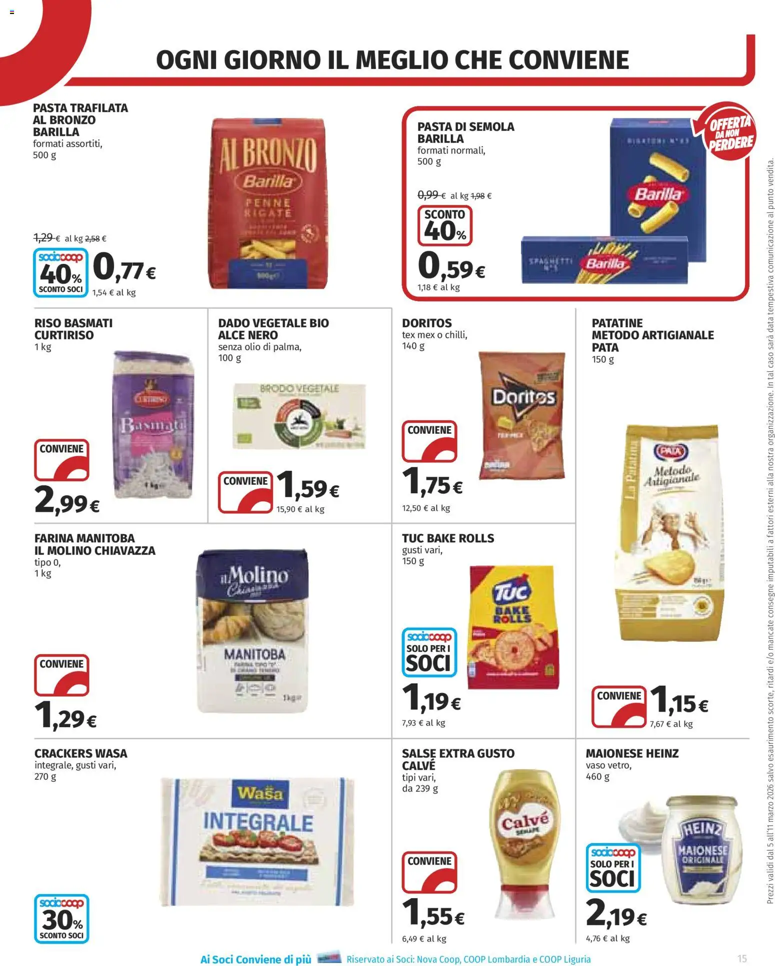 Volantino COOP del 05.03.2026 | Pagina: 15 | Prodotti: Patatine, Farina, Pasta, Penne