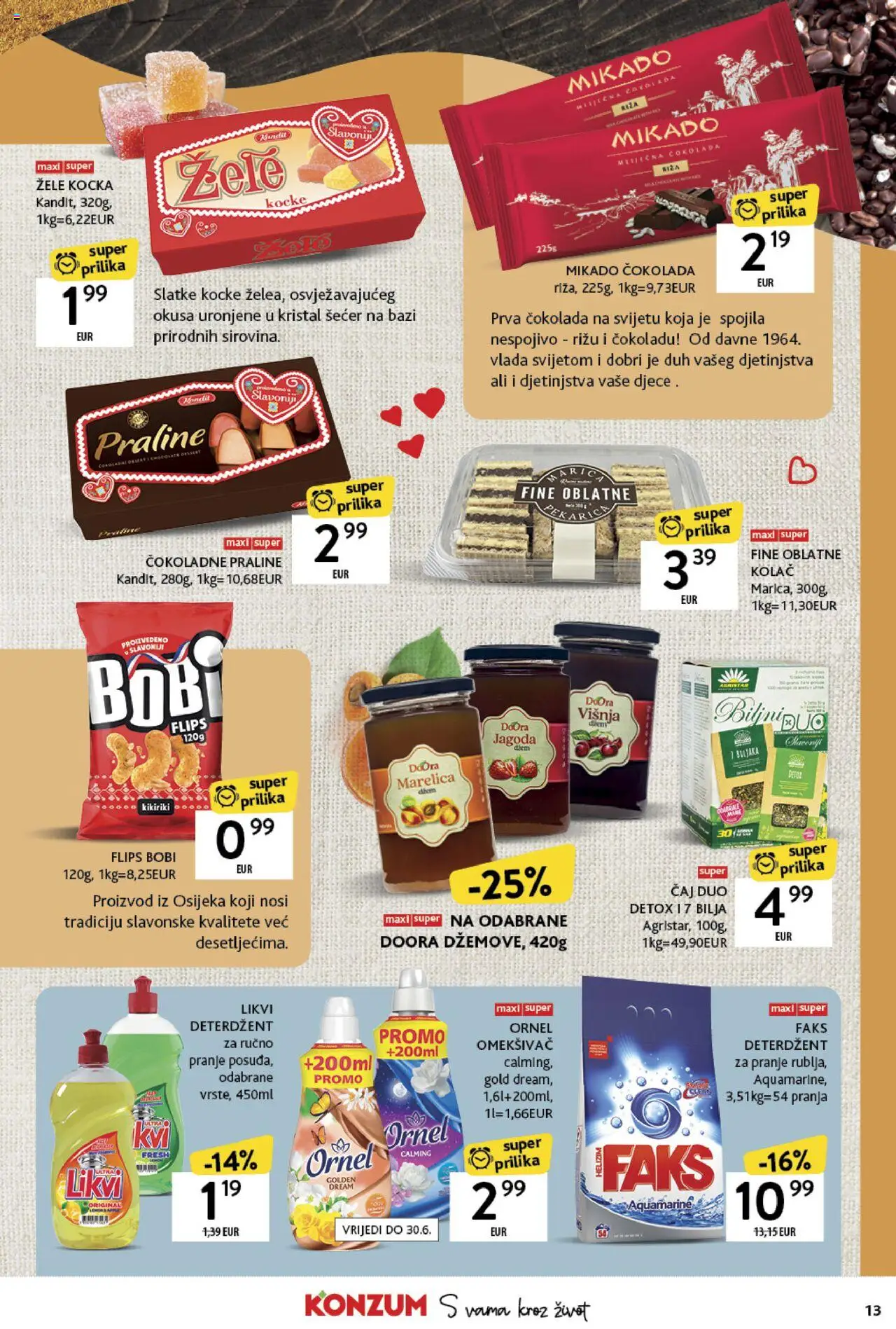 Konzum katalog | vrijedi od 19.05.2025 | Stranica: 13 | Proizvodi: Omekšivač, Čaj, Kikiriki, Šećer