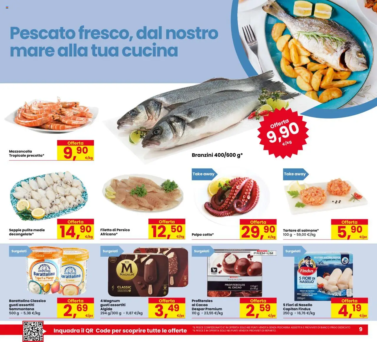 Volantino Eurospar del 18.09.2025 | Pagina: 9 | Prodotti: Pesce, Polpo, Cacao, Nasello