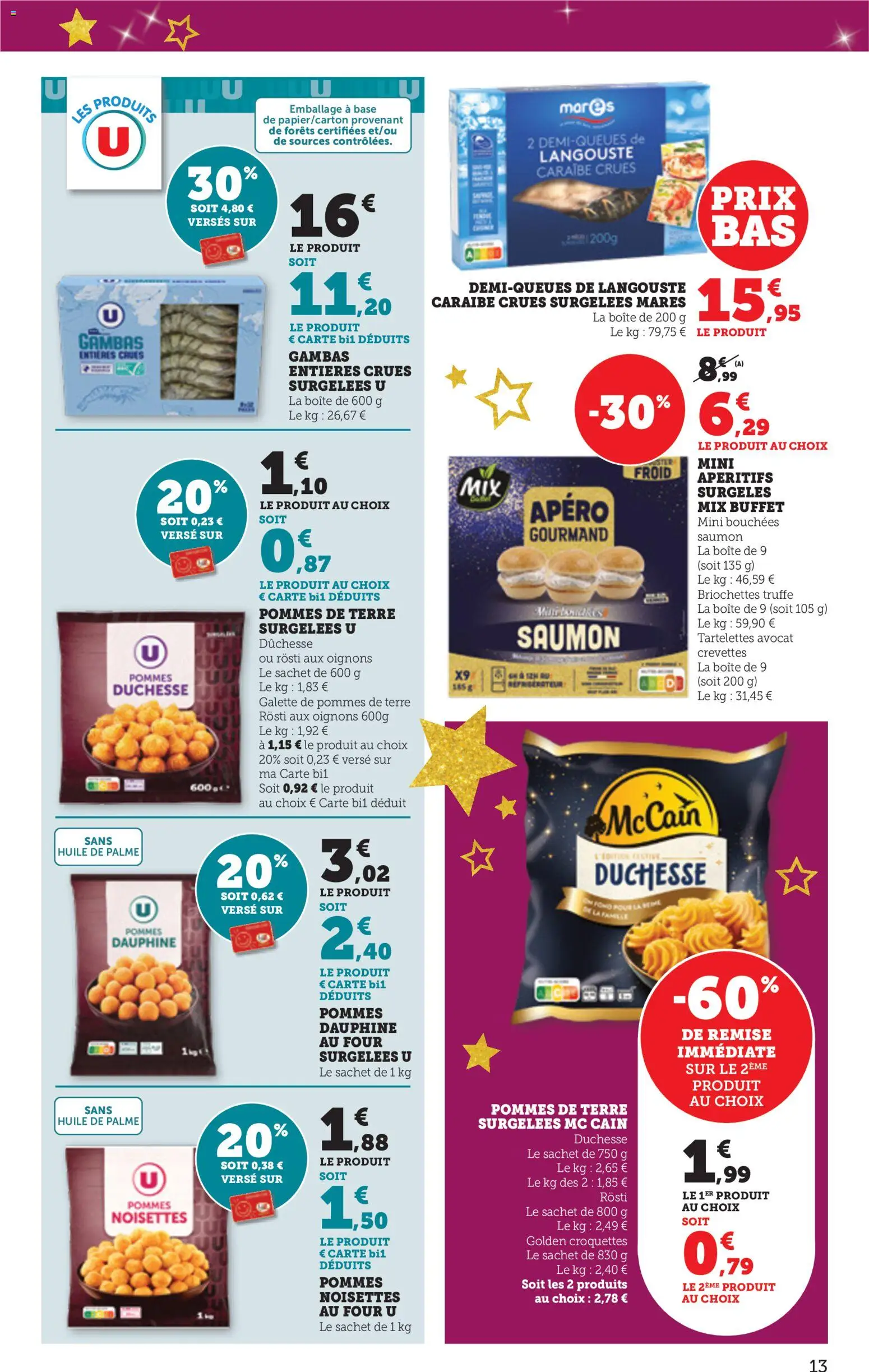 {H1} | Page: 13 | Produits: Crevettes, Buffet, Oignons, Pommes de terre