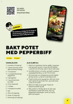 Forhåndsvisning av Bunnpris Billig middag gyldig fra 21.10.2025 | Side: 11 | Produkter: Paprika, Purre, Poteter, Kettlebell