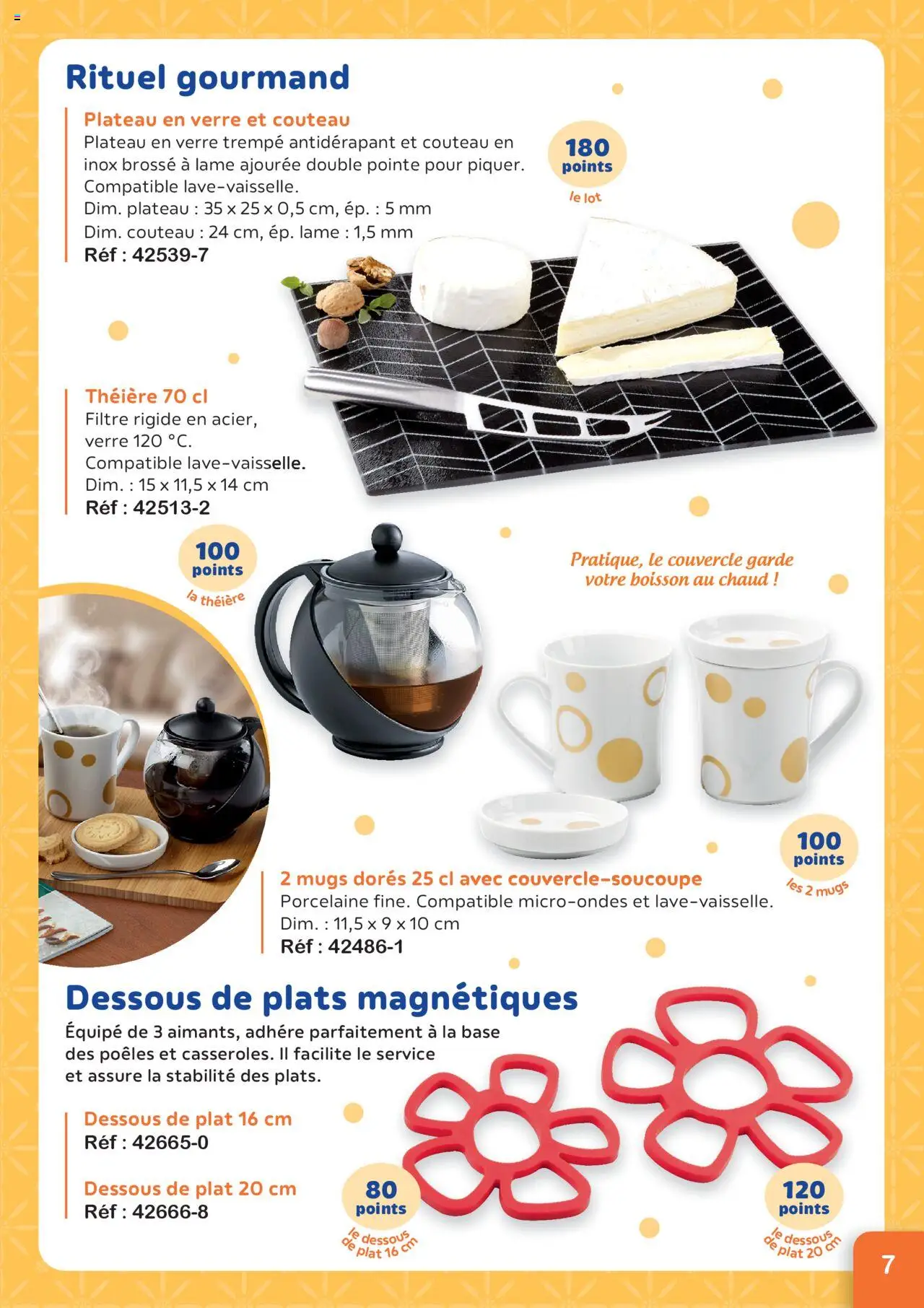 {H1} | Page: 7 | Produits: Couteau, Mugs, Base, Plateau
