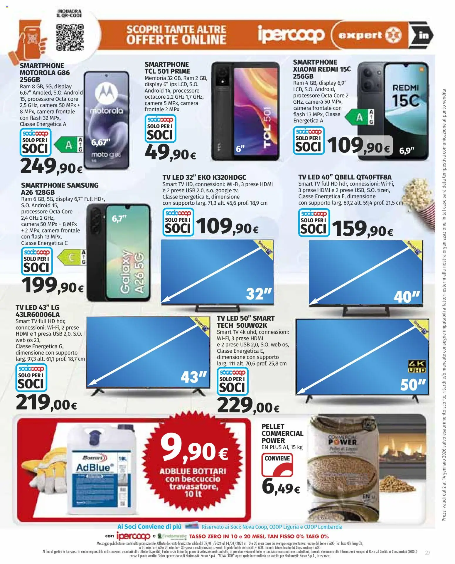 Volantino Ipercoop del 02.01.2026 | Pagina: 27 | Prodotti: Xiaomi, Pellet, smart TV, USB