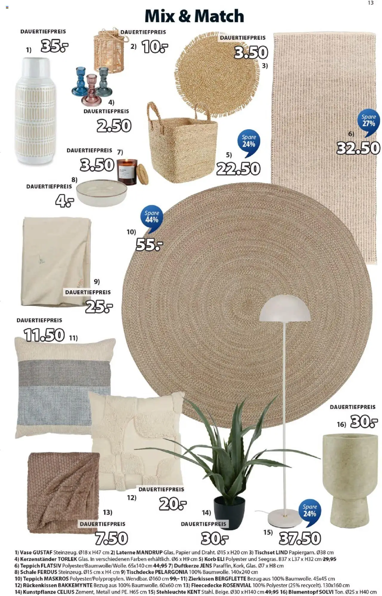 JYSK Aktionen – gültig ab 07.10.2025 | Seite: 13 | Produkte: Korb, Teppich, Blumentopf, Vase