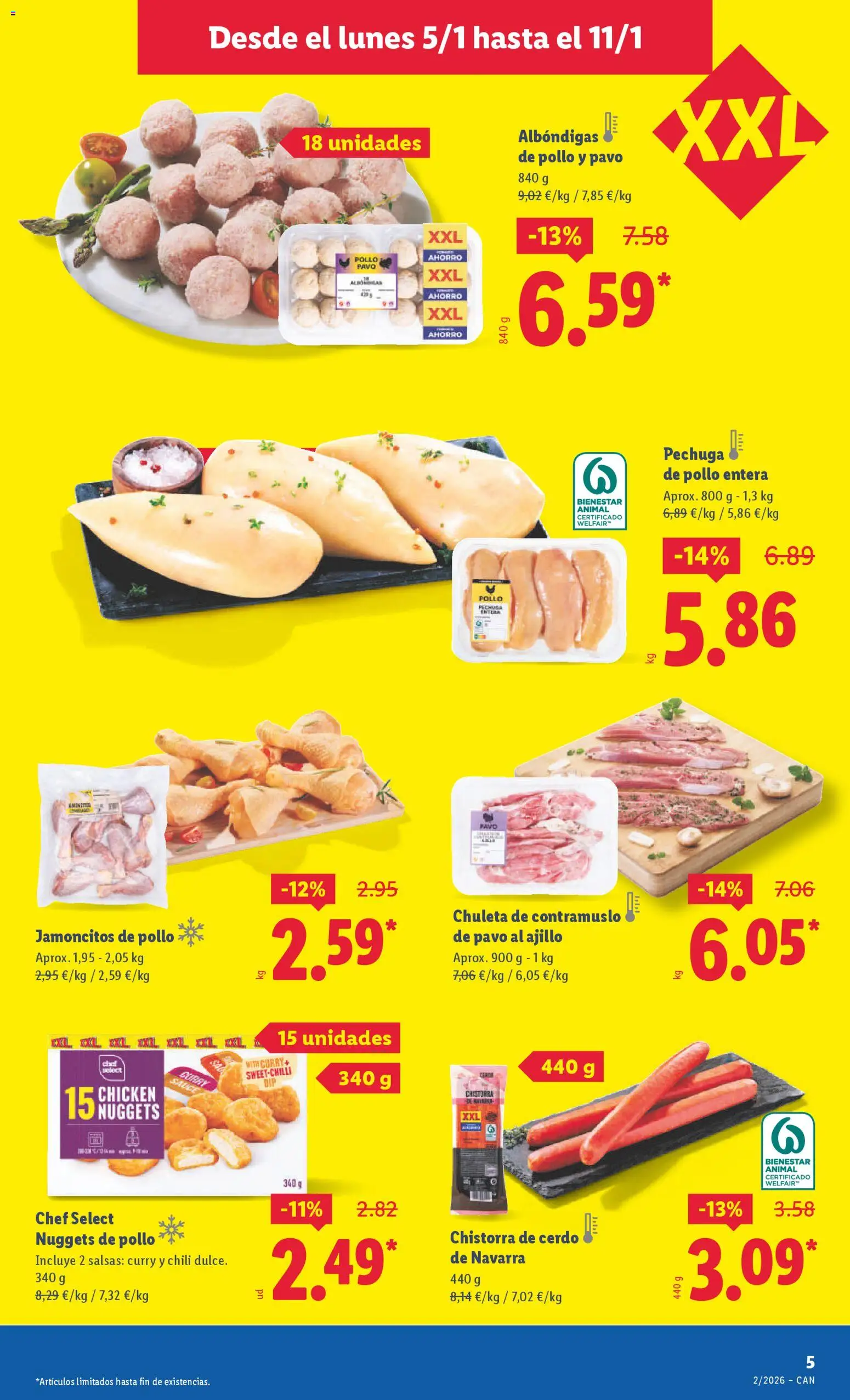 Lidl - Canarias │ válido desde el 05.01.2026 | Página: 5 | Productos: Cerdo, Nuggets