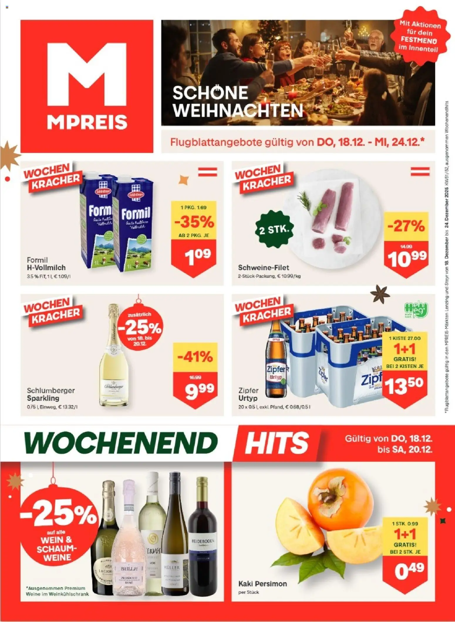 MPREIS Lenzing gültig ab 18.12.2025 | Seite: 1 | Produkte: Kaki, Wein