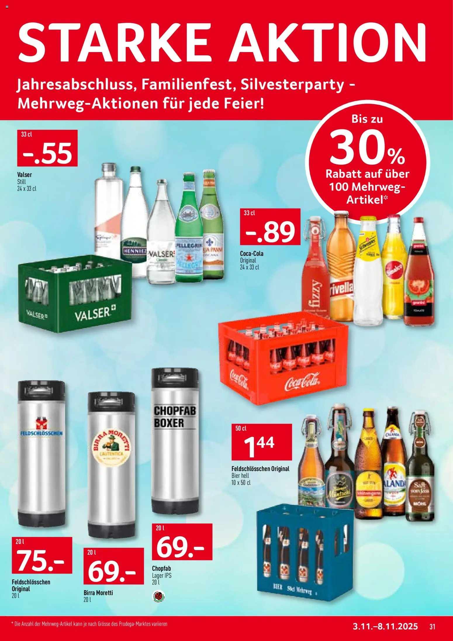 Prodega Aktionen – gültig ab 03.11.2025 | Seite: 31 | Produkte: Coca Cola, Bier, Boxer