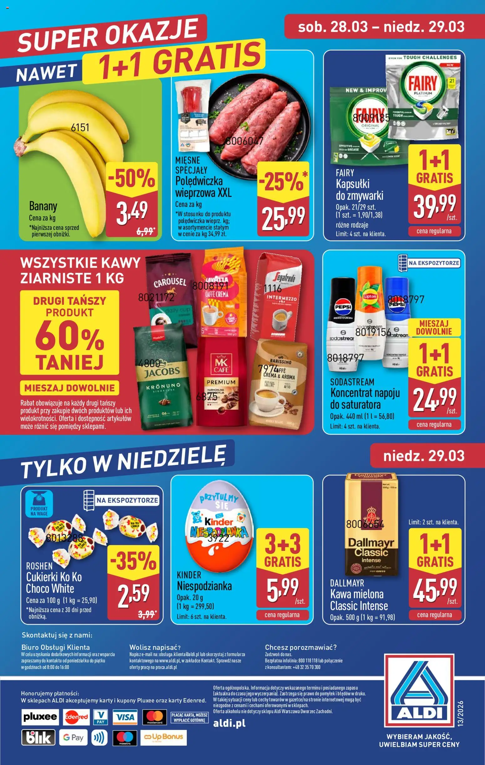 Aldi Polsko leták - Oferta weekendowa od 26.03.2026 | Strana: 12 | Produkty: Banány, Pepsi, Caffè crema, Karty