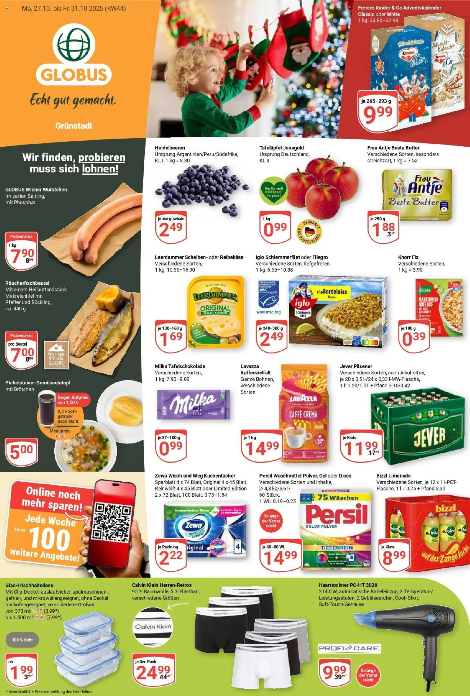 Globus prospekt Grünstadt	 – gültig ab 26.10.2025 | Seite: 1 | Produkte: Wiener wurstchen, Butter, Limonade, Leerdammer