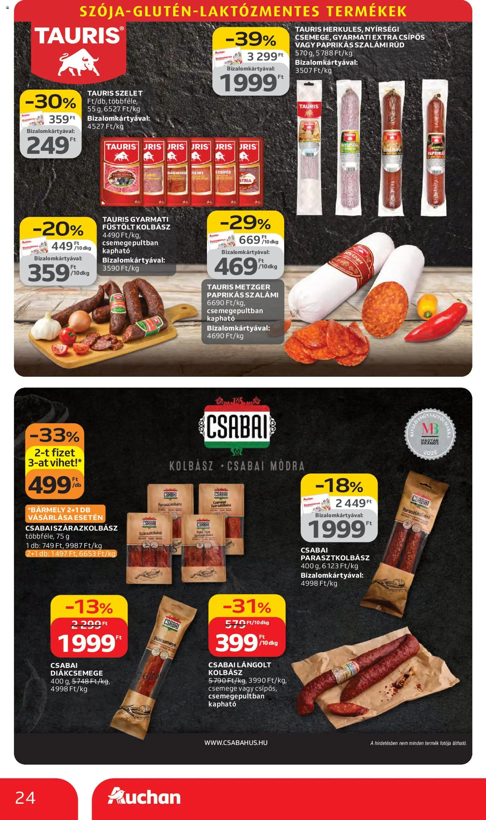 Auchan akciós ujság - amely érvényes a következő dátumtól: 05.03.2026 | Oldal: 24 | Termékek: Kolbász, Diákcsemege, Szalámi