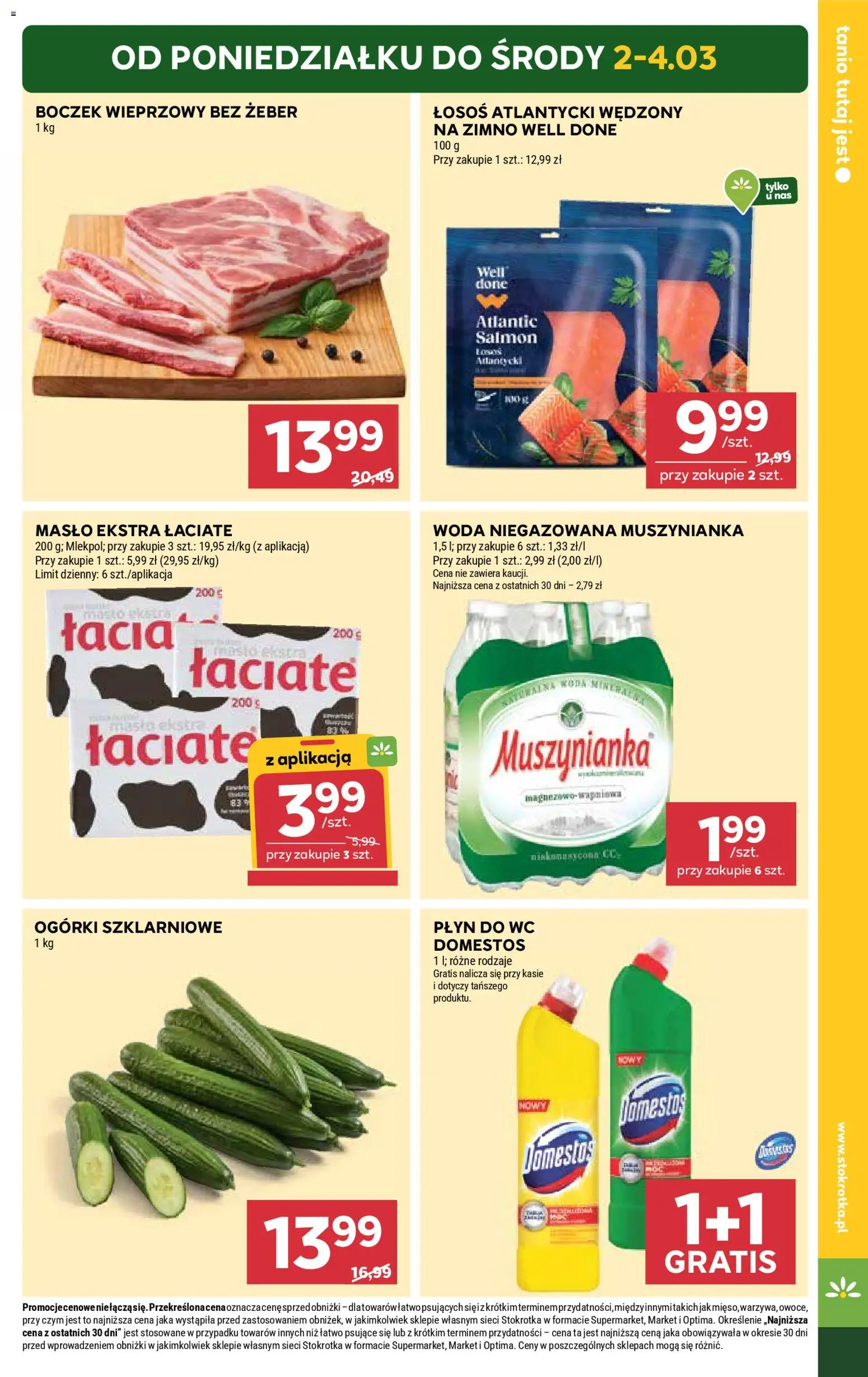 Stokrotka Gazetka od 26.02.2026 | Strona: 5 | Produkty: Boczek wieprzowy, Masło, Ogórki, Woda